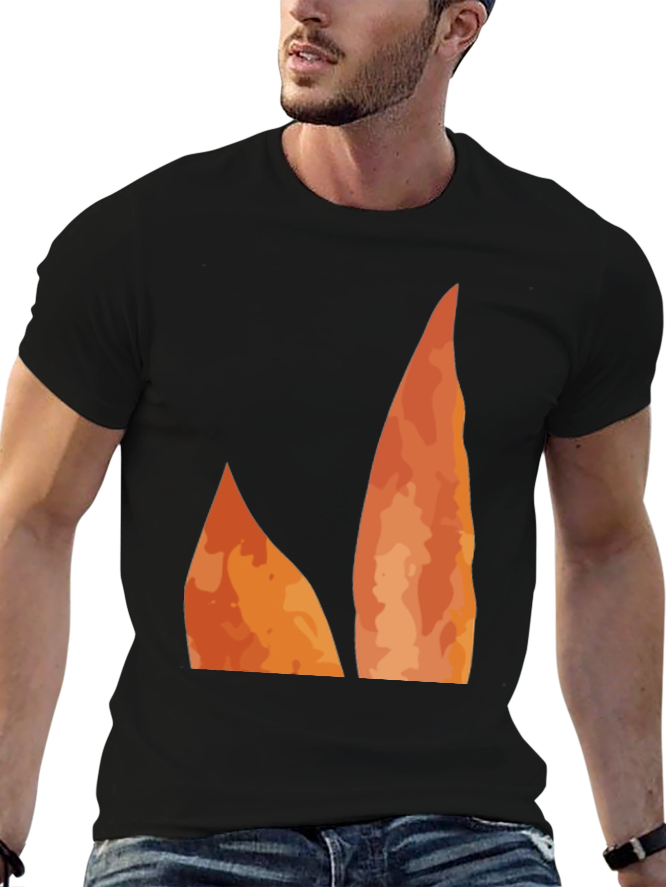 Black Flame Graphic Black Tee - Unique Design view 6
