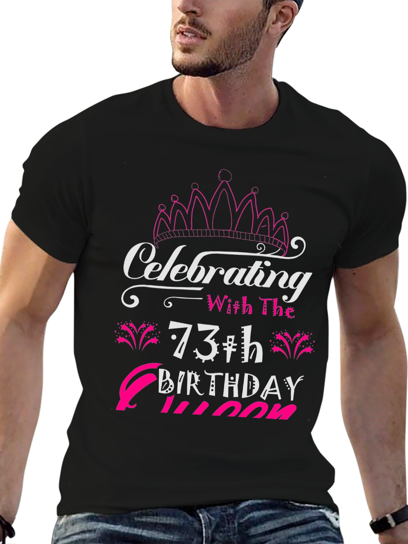 Black 73rd Birthday Queen T-Shirt view 6