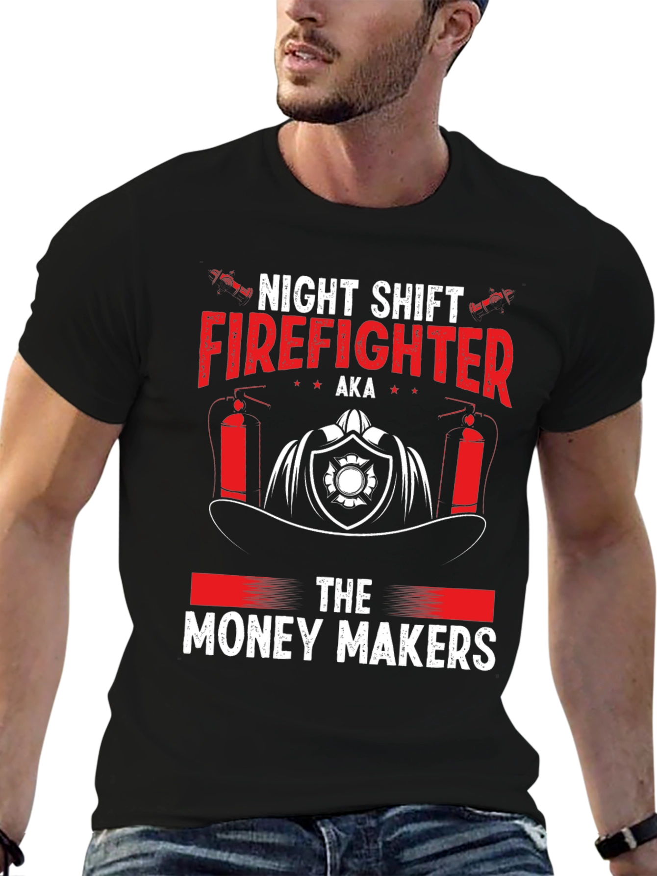 Black Night Shift Firefighter Tee - Money Makers view 6