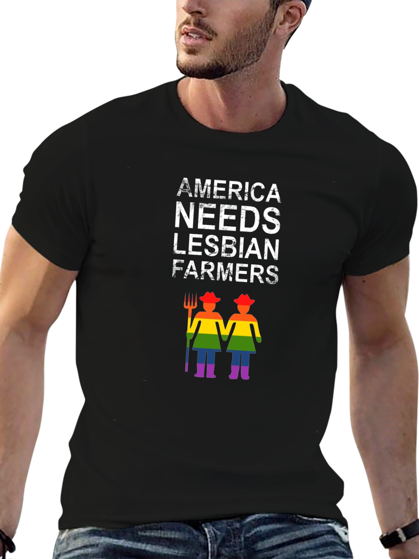 Black America Needs Lesbian Farmers Graphic Tee view 6