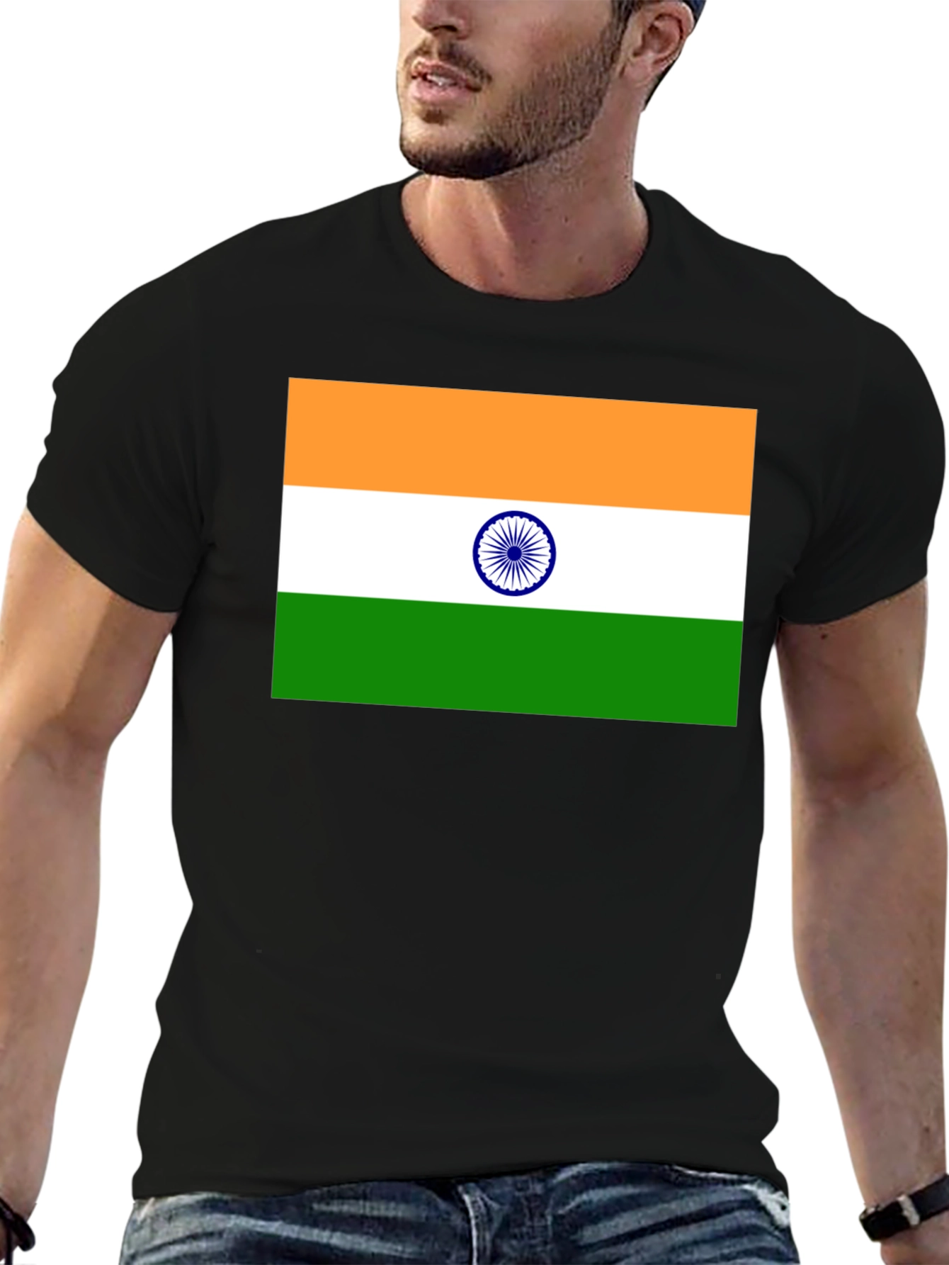 Black India Flag T-Shirt - Patriot Pride view 6
