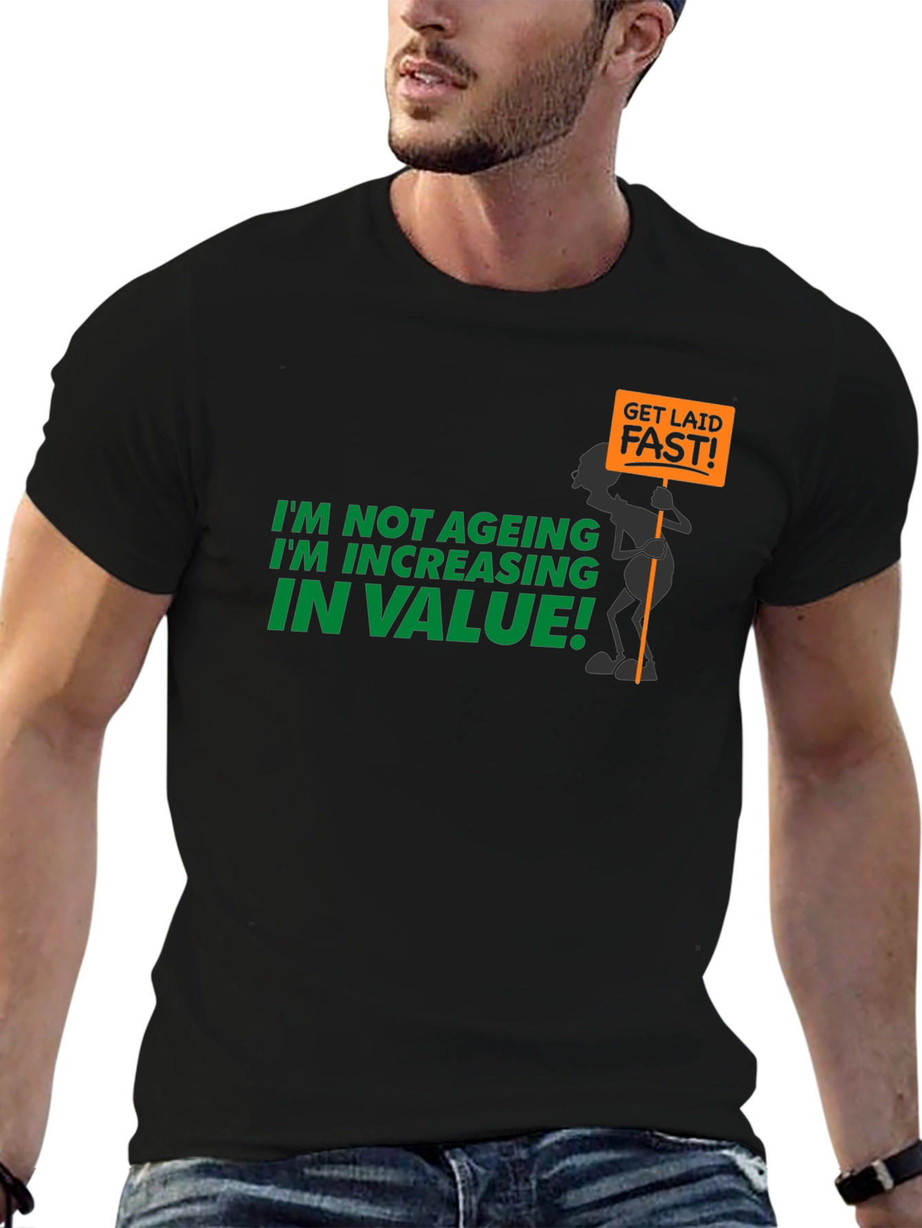 Black Humorous "Increasing in Value" Graphic Tee view 6