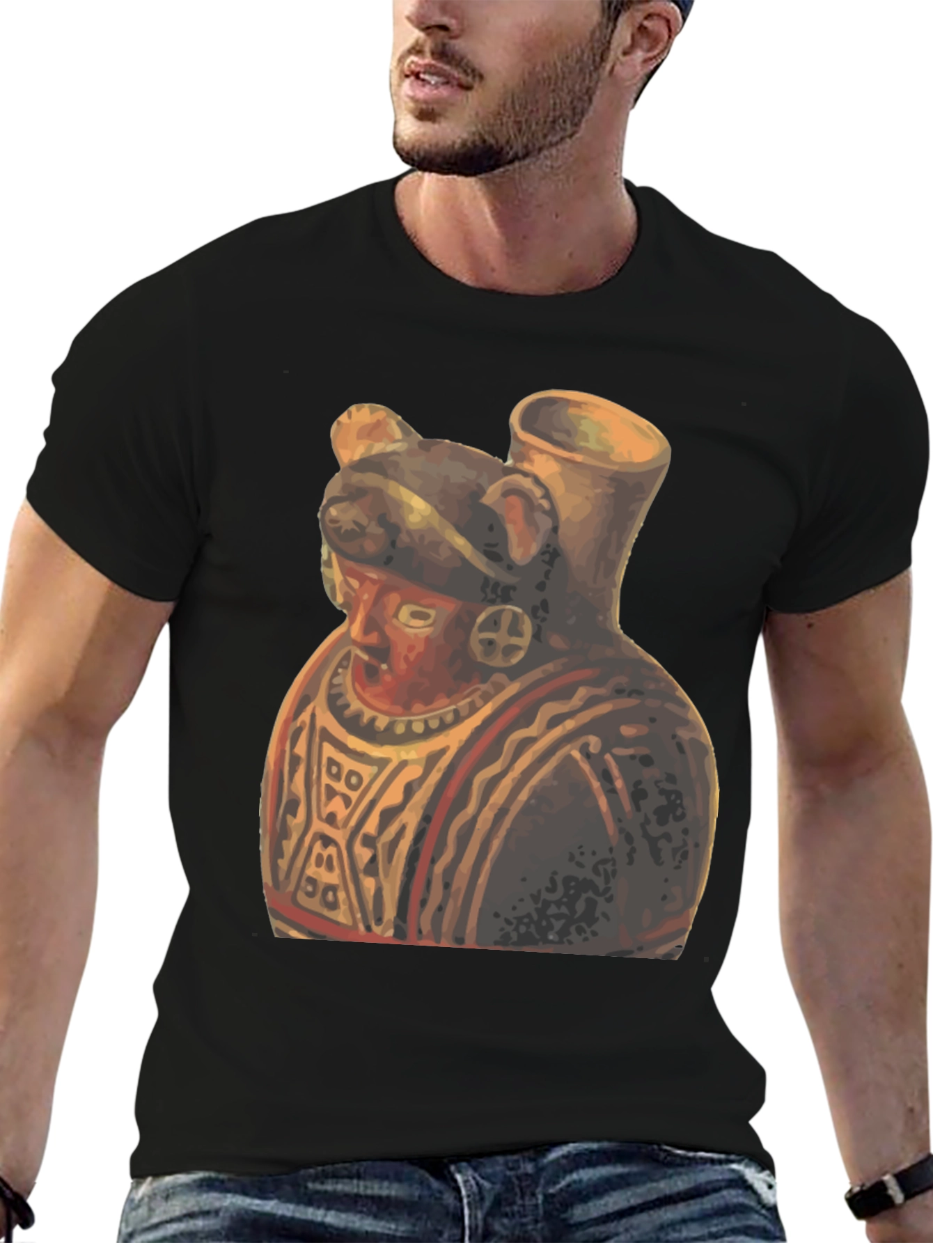 Black Unique Artistic Graphic Tee - Anthropomorphic Pottery view 6