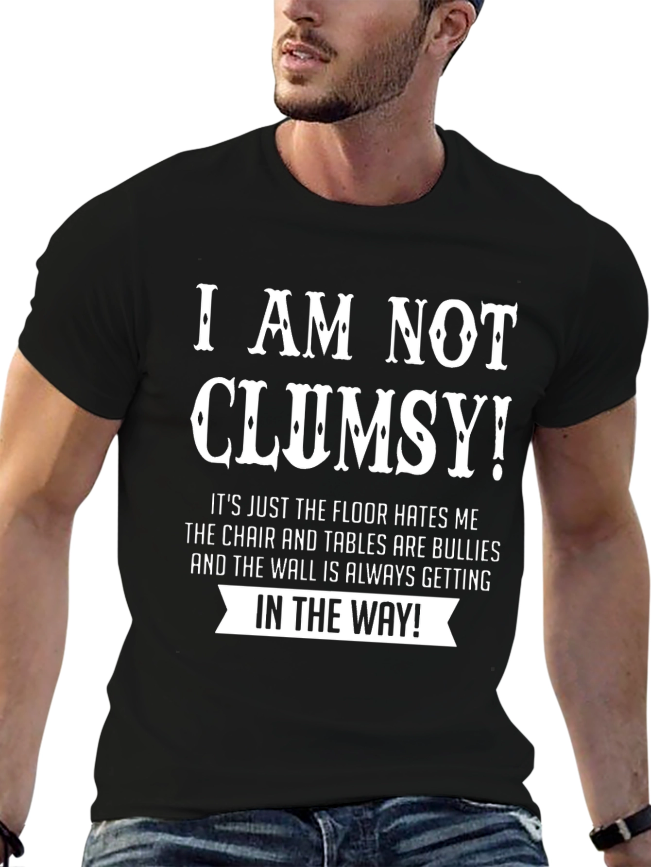 Black Humorous Clumsy T-Shirt - Floor Hates Me! view 6