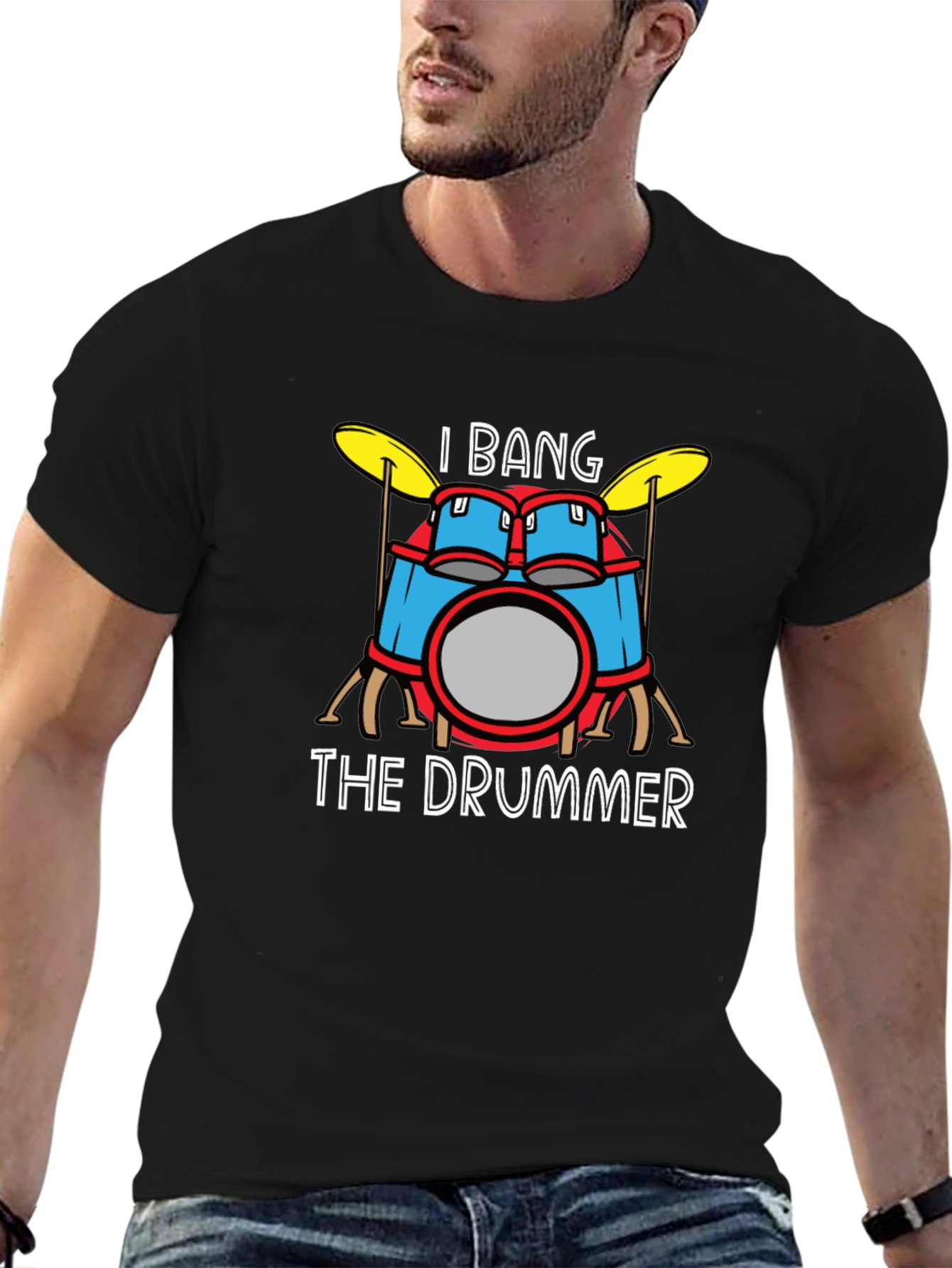 Black I Bang The Drummer Graphic T-Shirt view 6
