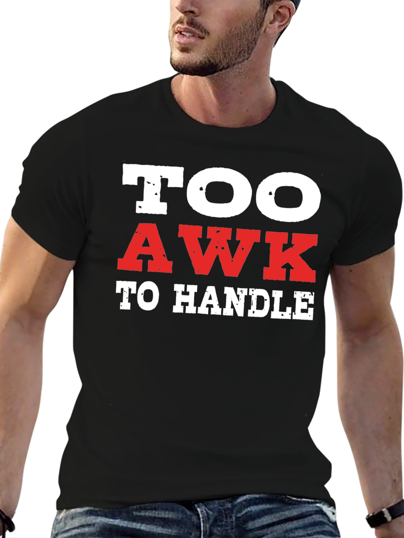 Black Too Awk to Handle Black Graphic Tee view 6