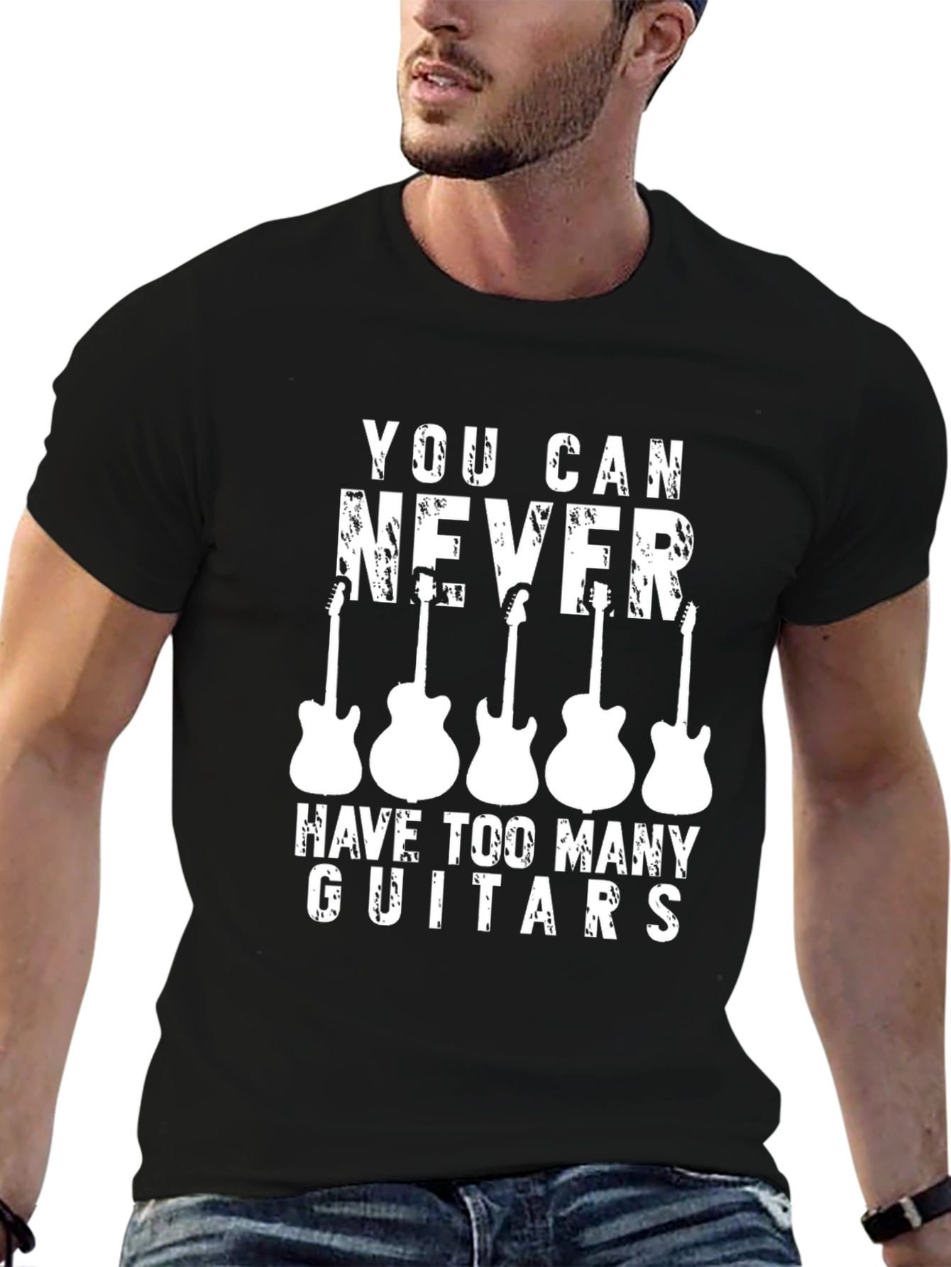 Black You Can Never Have Too Many Guitars T-Shirt view 6