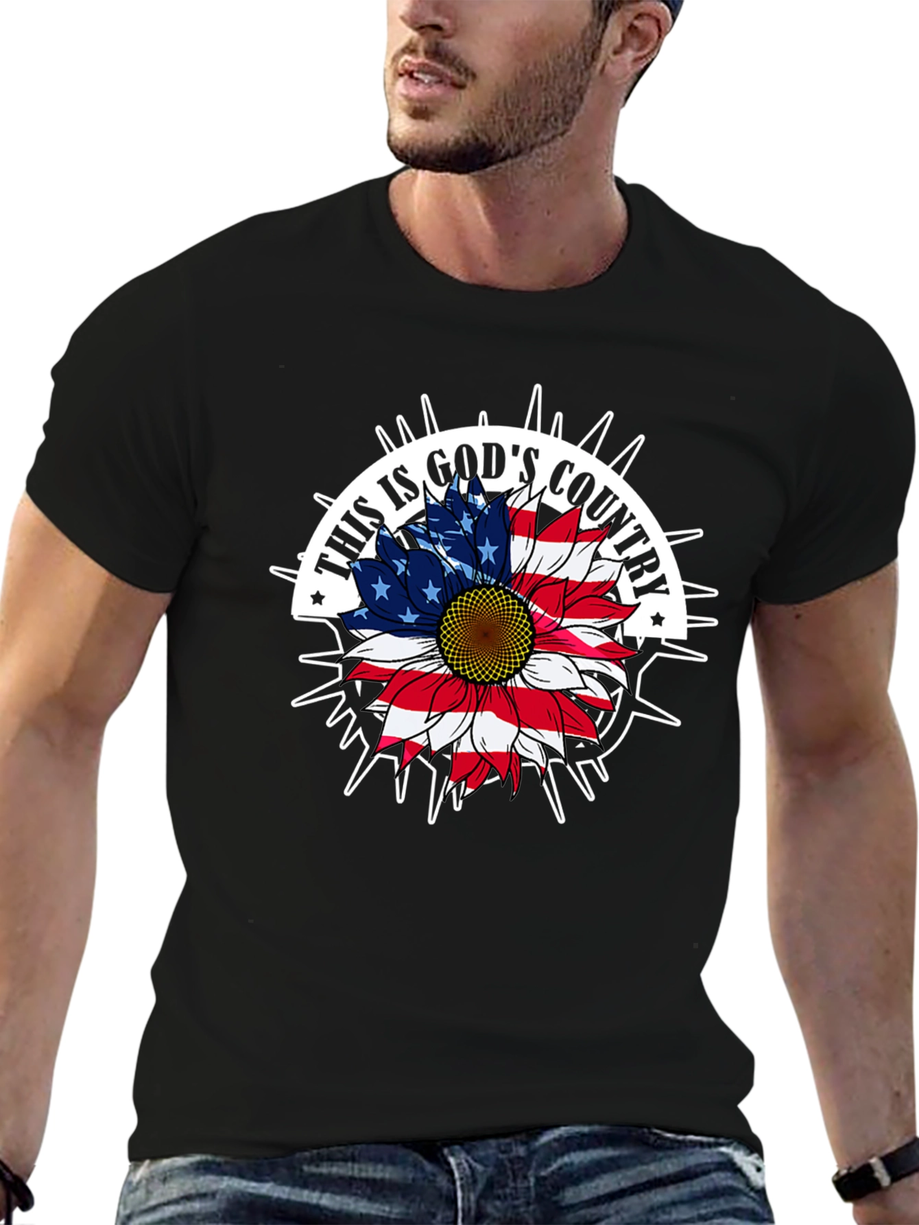 Black This is God's Country Patriotic T-Shirt view 6