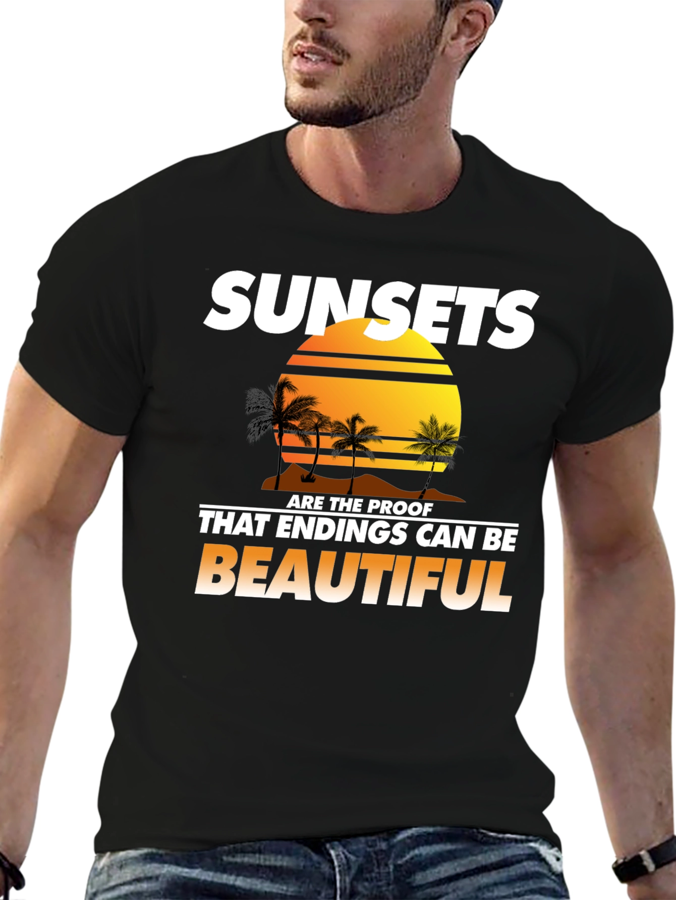 Black Sunset Paradise Graphic T-Shirt view 6