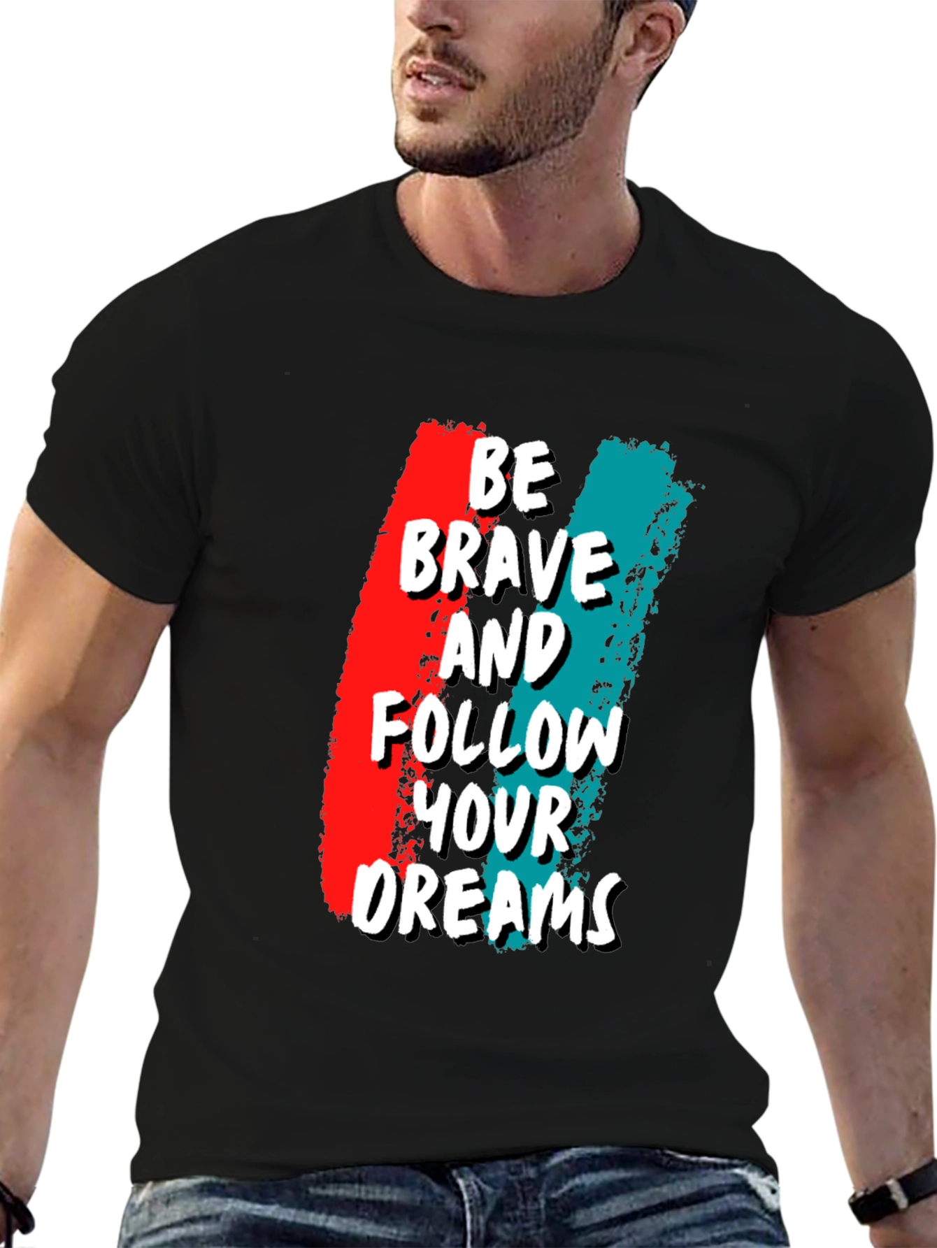 Black Be Brave Graphic Tee - Motivational T-Shirt view 6