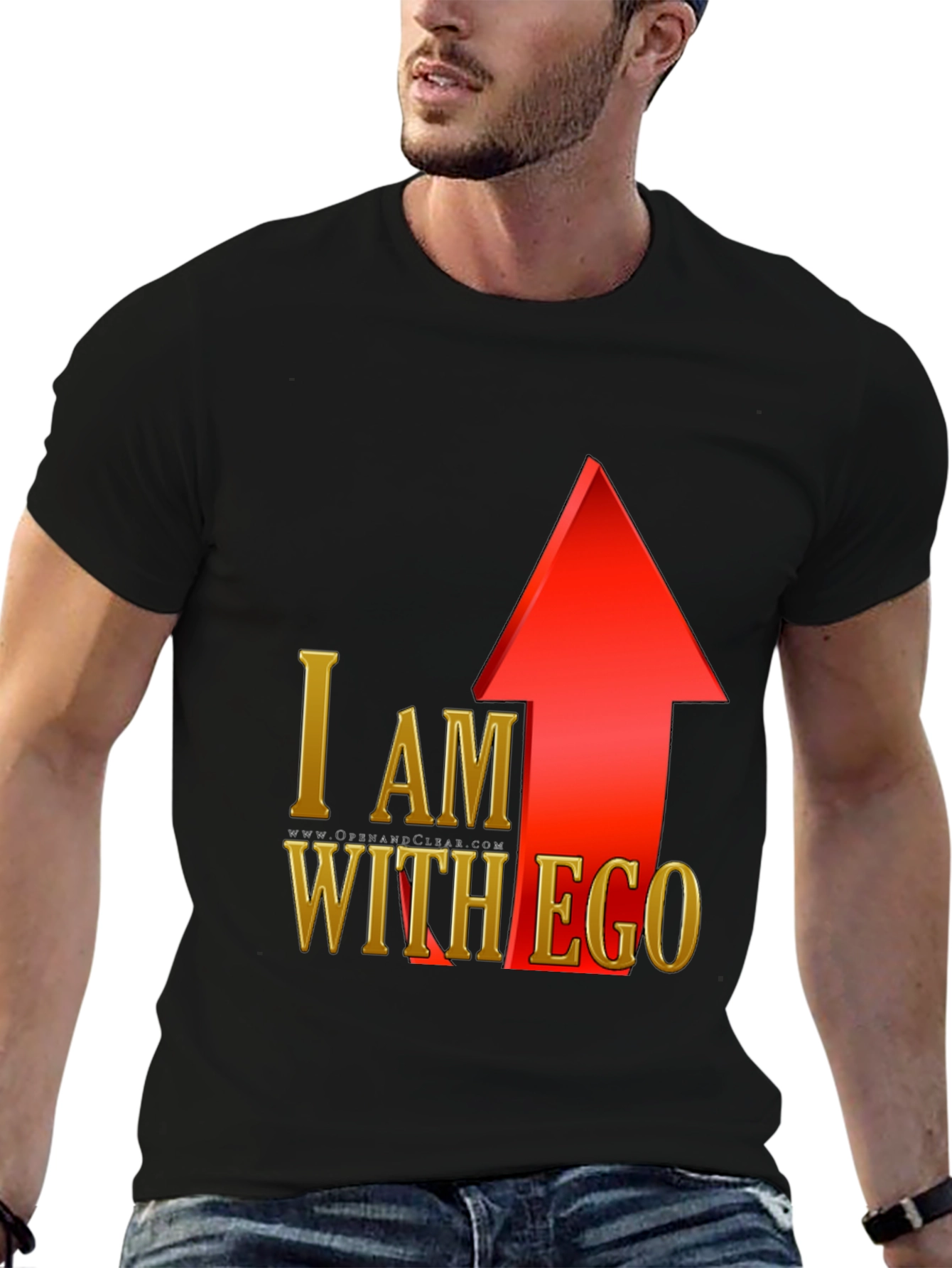Black I Am With Ego Graphic T-Shirt - Black view 6