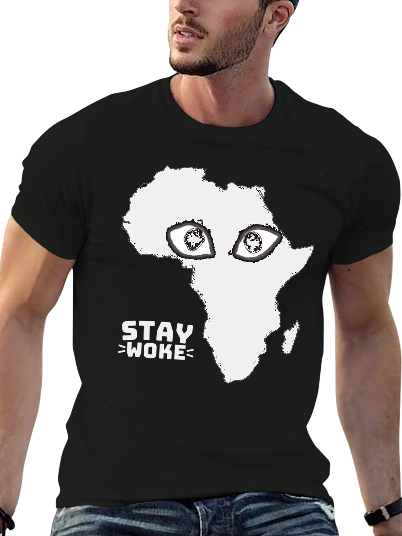 Black Stay Woke Africa Graphic Tee view 6