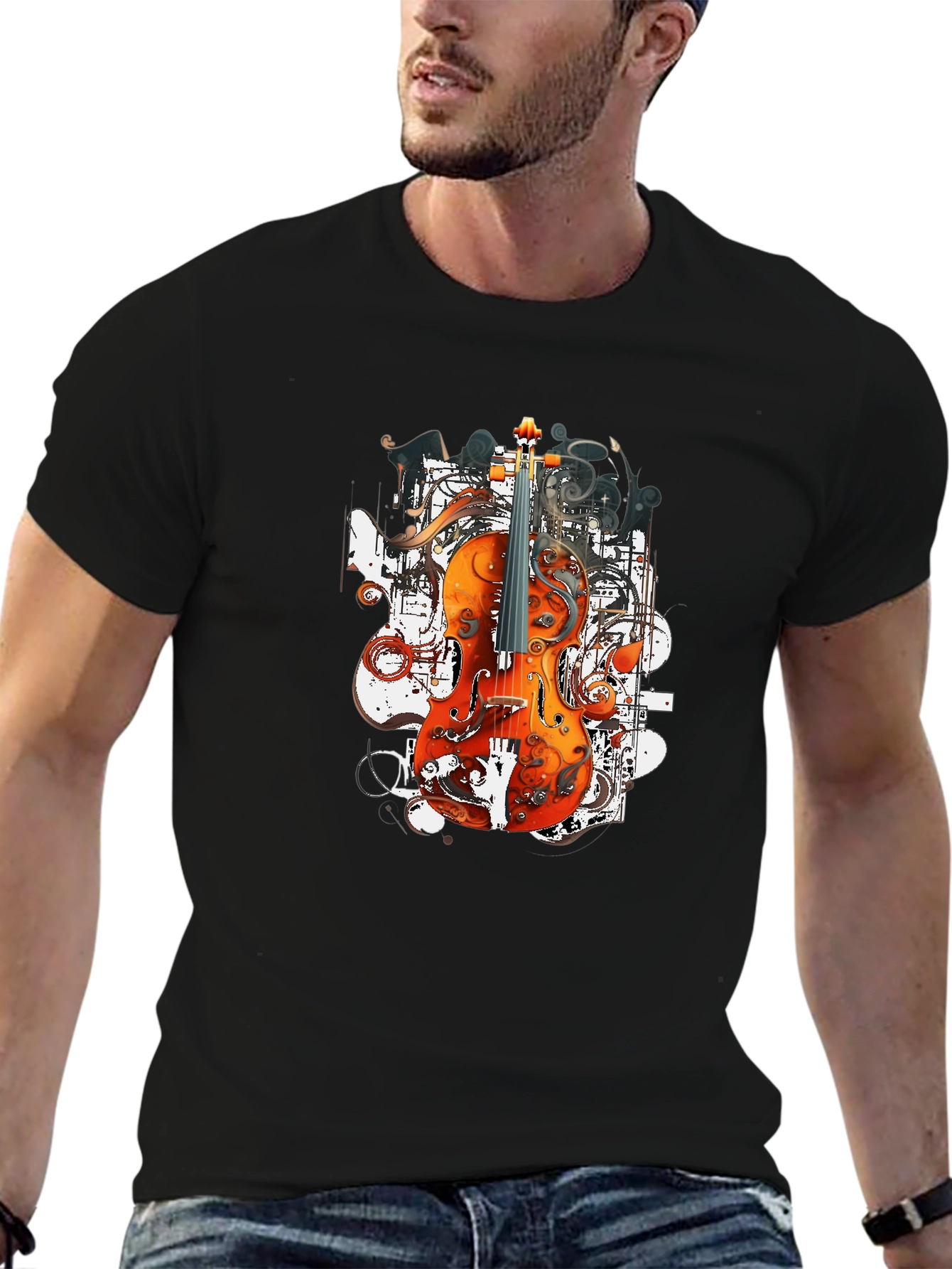 Black Orchestral Ink T-Shirt - Artistic Music Tee view 6