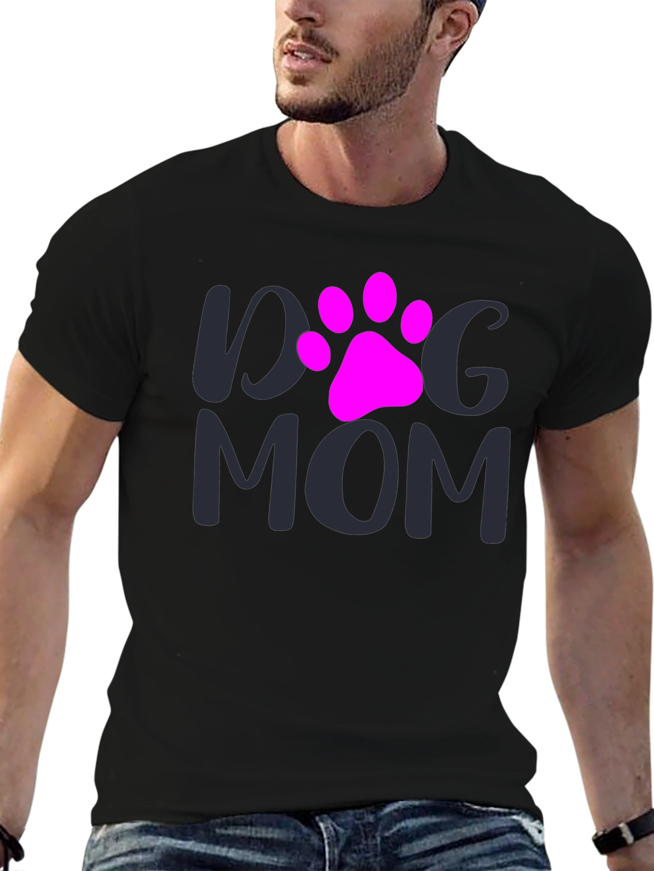 Black Dog Mom T-Shirt - Paw Print Graphic Tee view 6