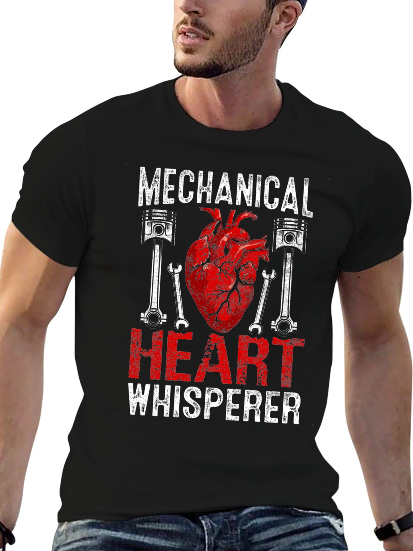 Black Mechanical Heart Whisperer Graphic T-Shirt view 6