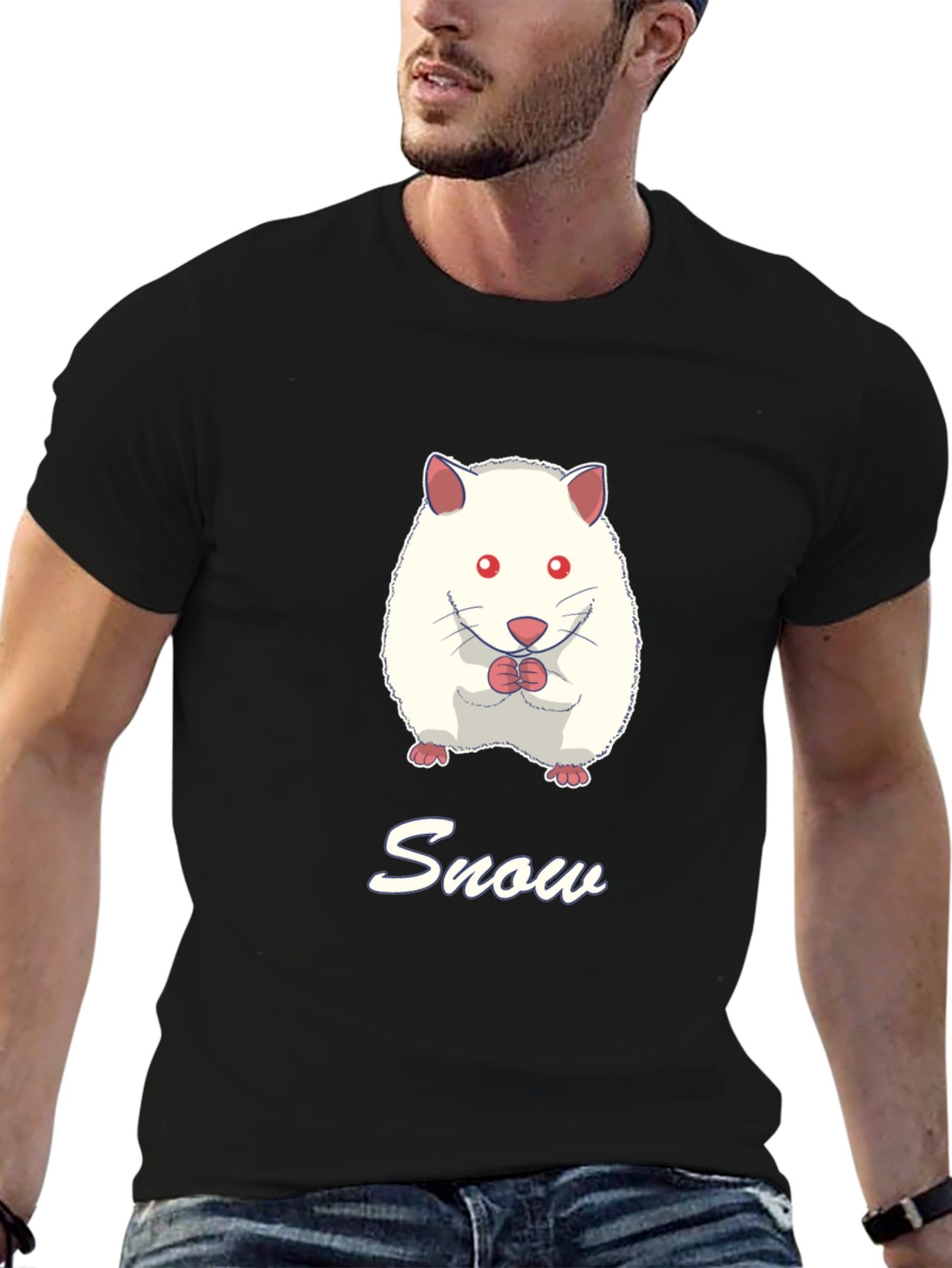 Black Snow Hamster Graphic Tee - Cute Pet T-Shirt view 6
