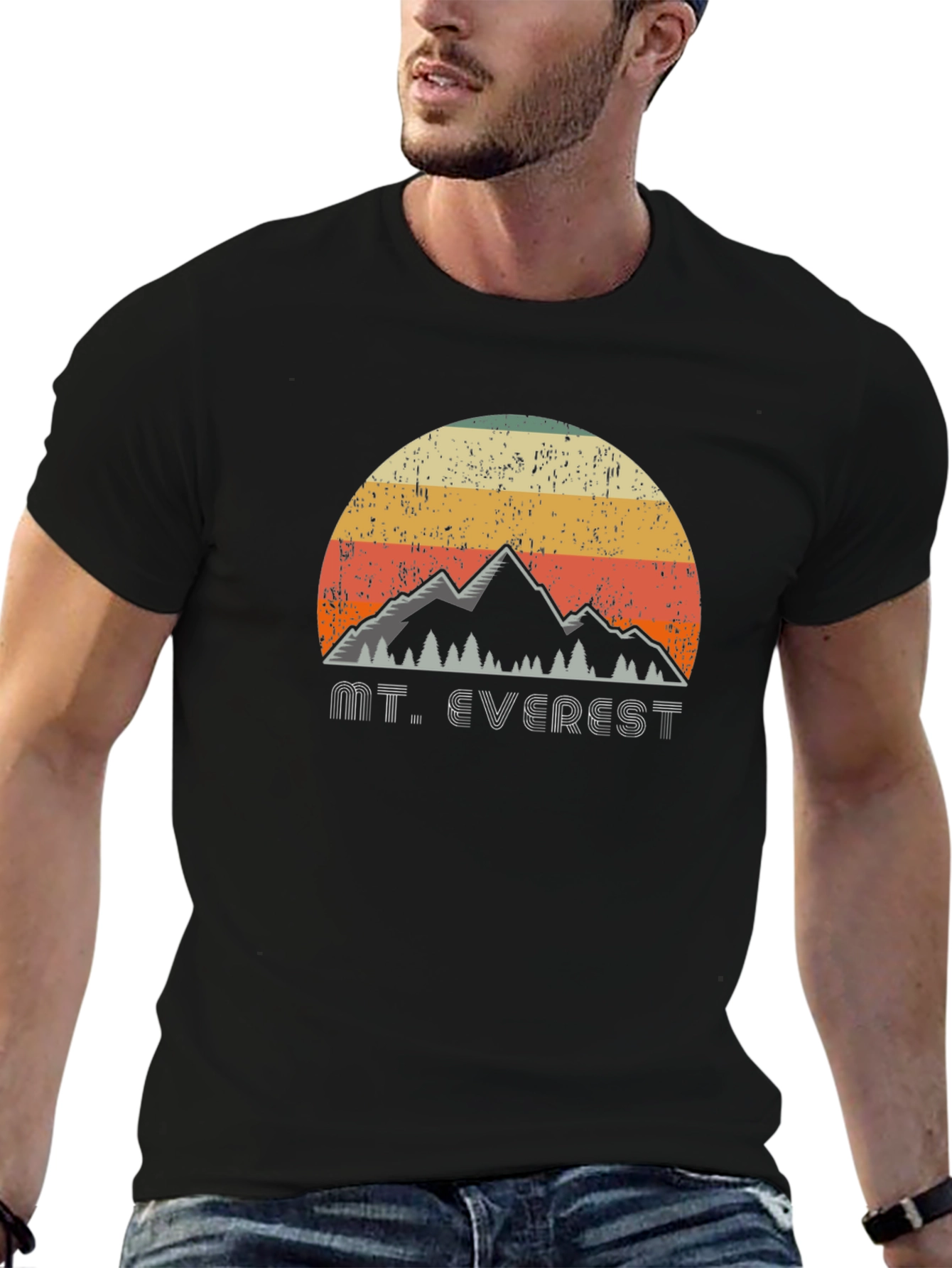 Black Retro Mt. Everest Graphic T-Shirt view 6