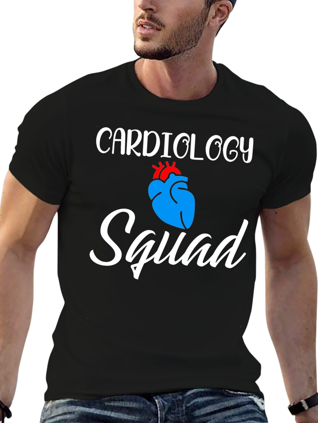 Black Cardiology Squad T-Shirt - Medical Team Apparel view 6