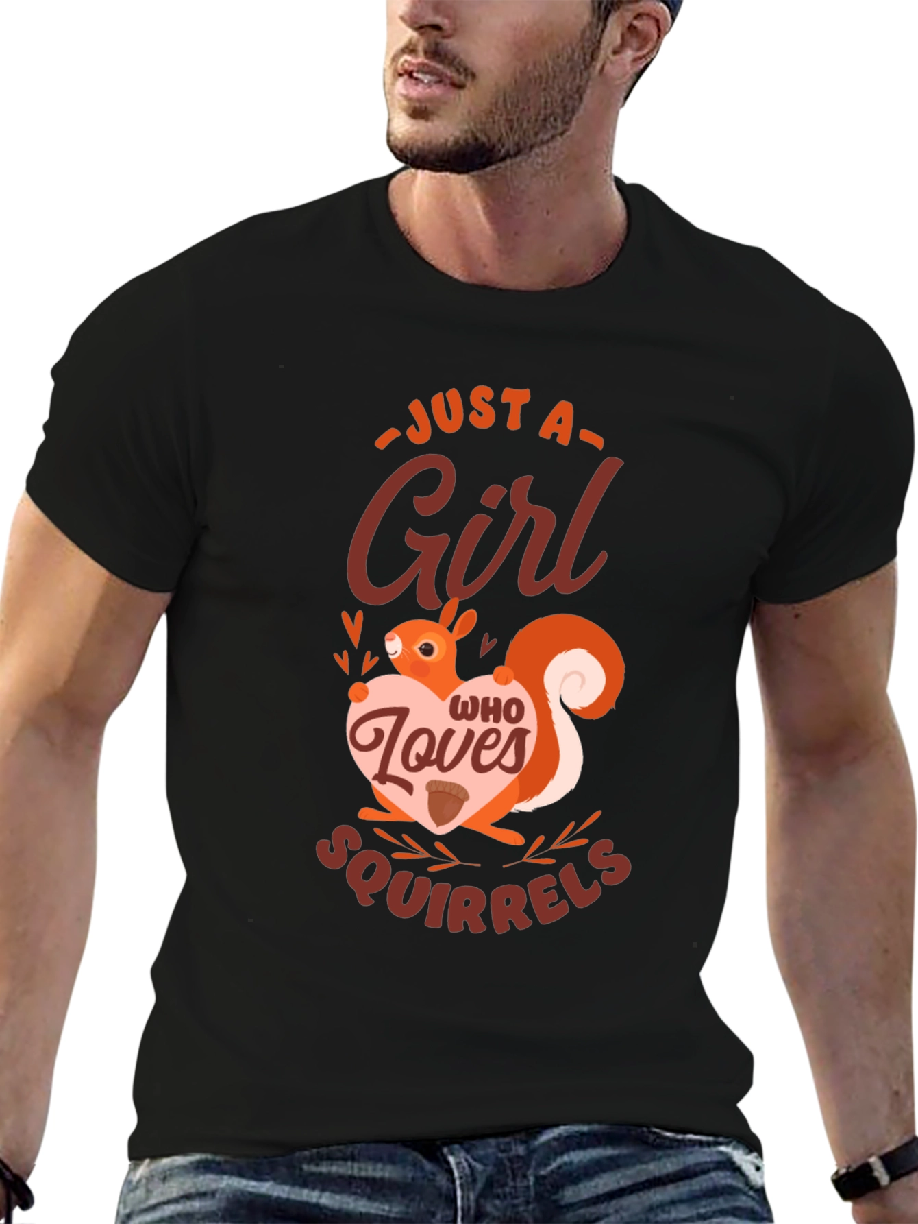 Black Just a Girl Who Loves Squirrels Graphic Tee view 6