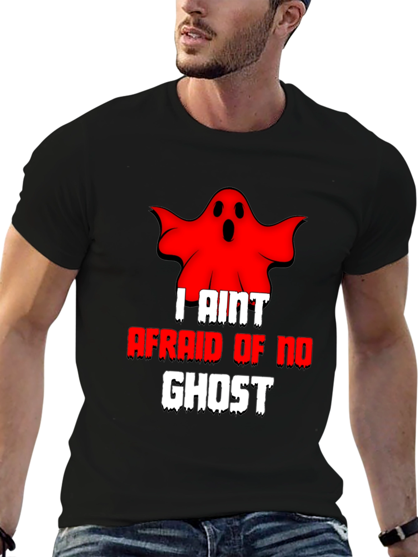 Black I Ain't Afraid of No Ghost T-Shirt - Black view 6