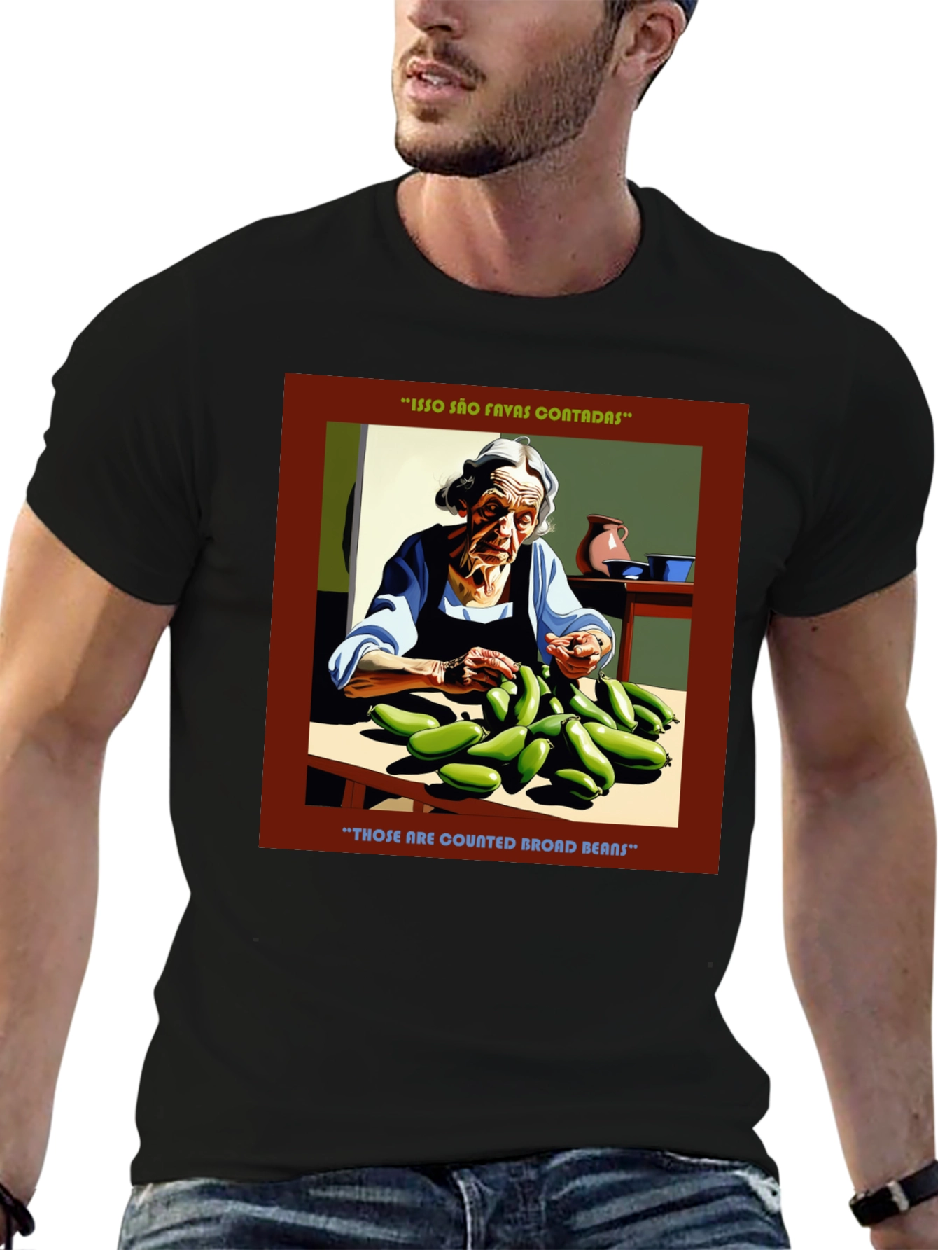 Black Broad Bean Graphic Tee - Quirky & Comfortable view 6