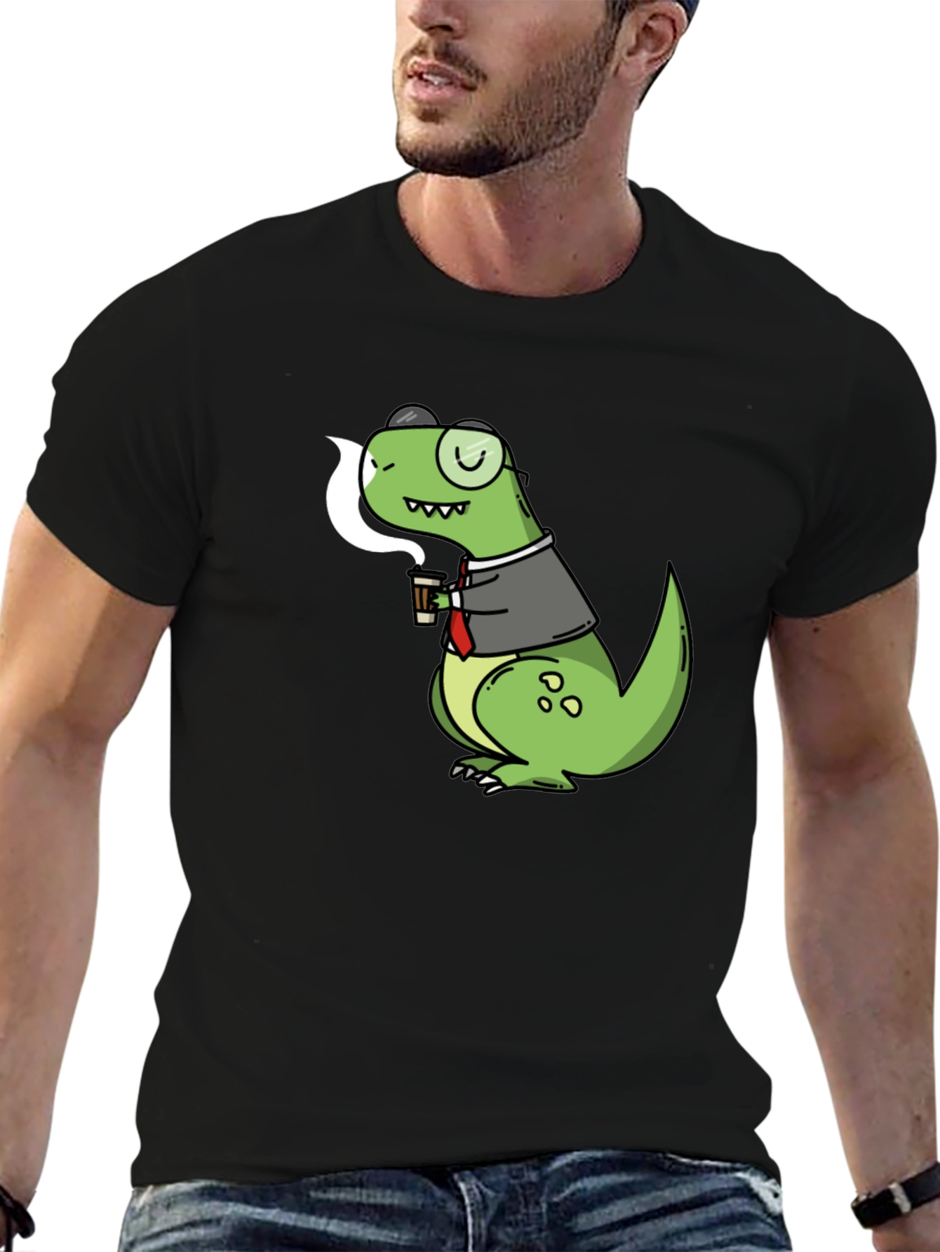 Black Dino Coffee T-Shirt - Stylish & Unique view 6