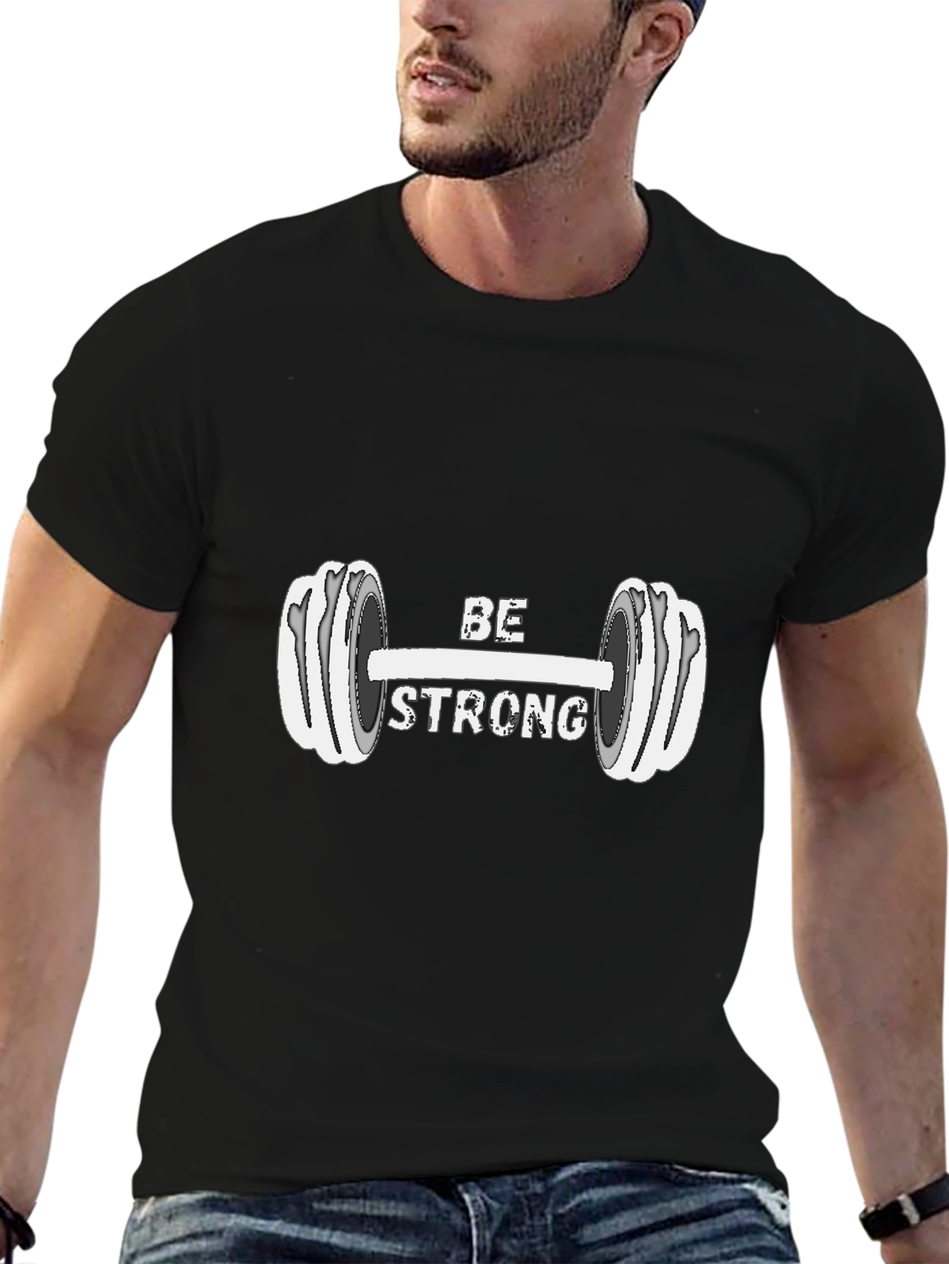 Black Be Strong Graphic Print T-Shirt view 6