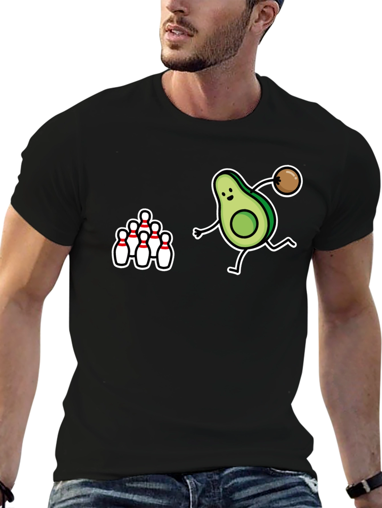Black Avocado Bowling Strike Graphic T-Shirt view 6