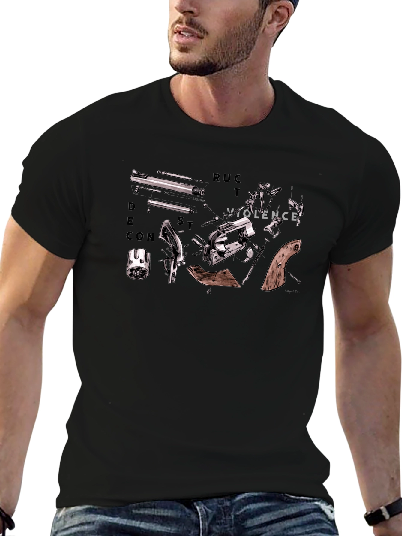 Black Deconstruct Violence Graphic T-Shirt view 6