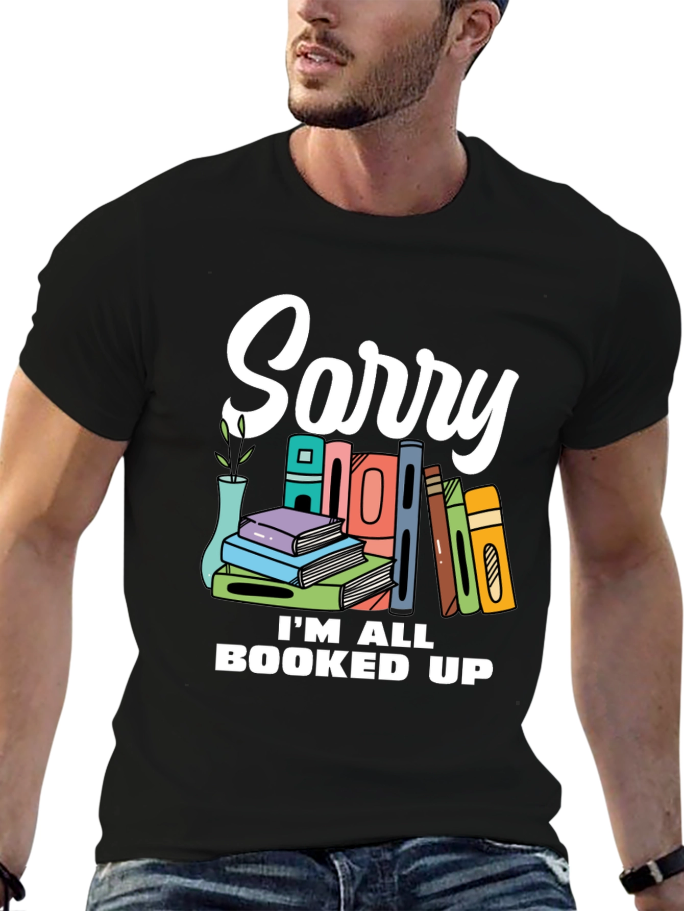 Black Booked Up T-Shirt - For Book Lovers! view 6
