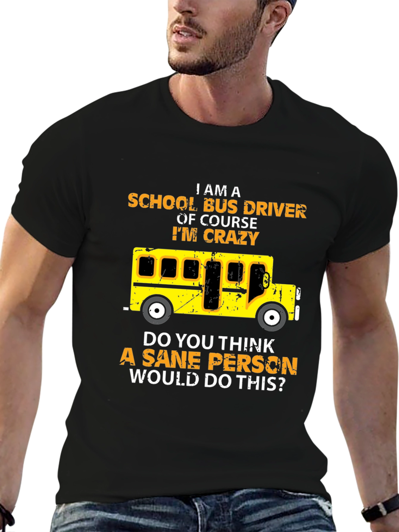 Black Crazy School Bus Driver T-Shirt view 6