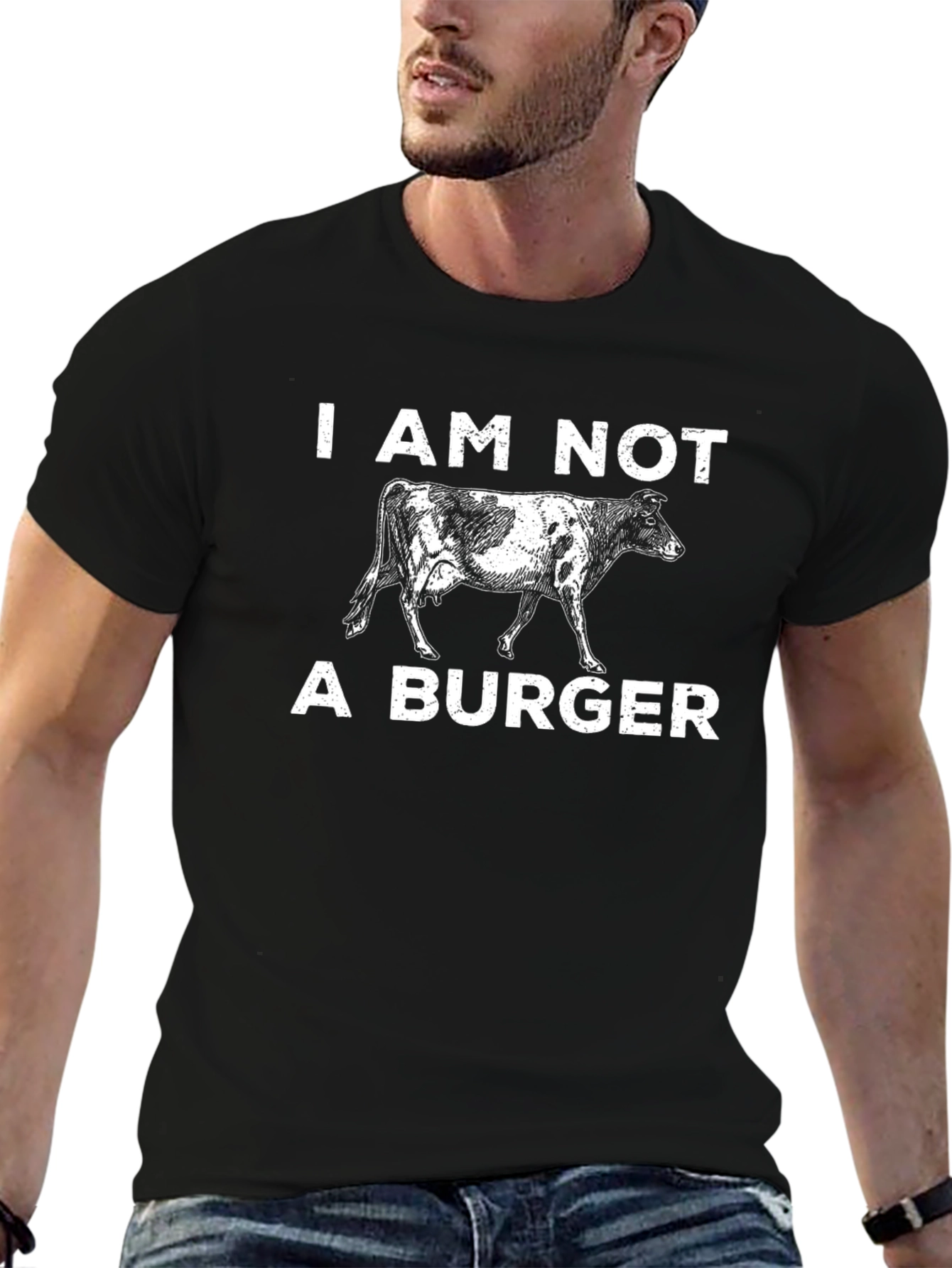 Black I Am Not A Burger Vegan T-Shirt view 6