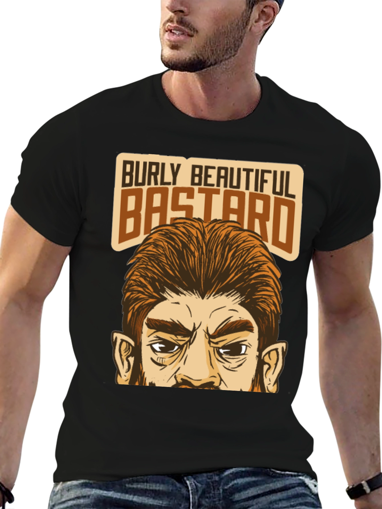 Black Burly Beautiful Bastard Graphic T-Shirt view 6