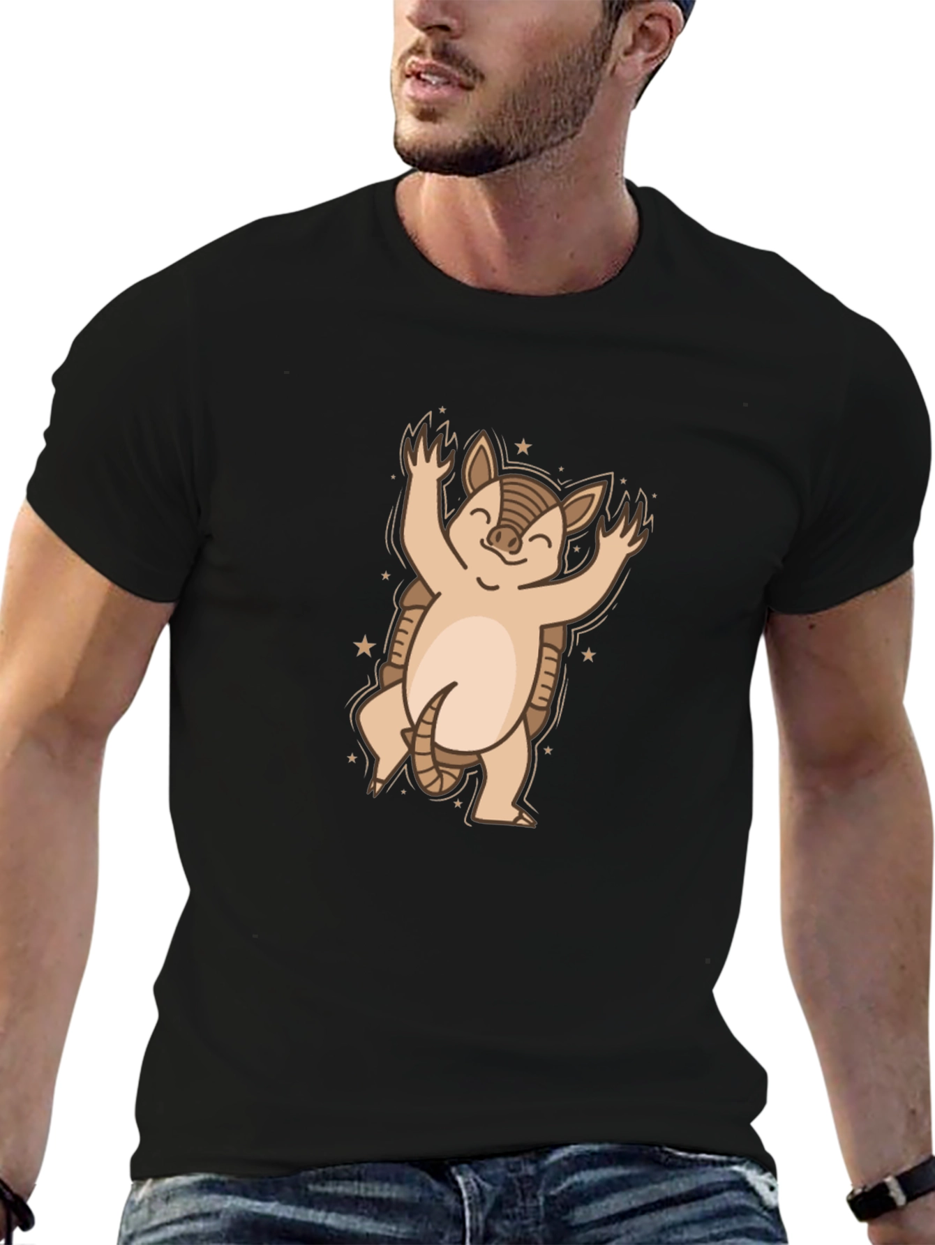 Black Armadillo Graphic Tee - Cute Cartoon Animal Shirt view 6
