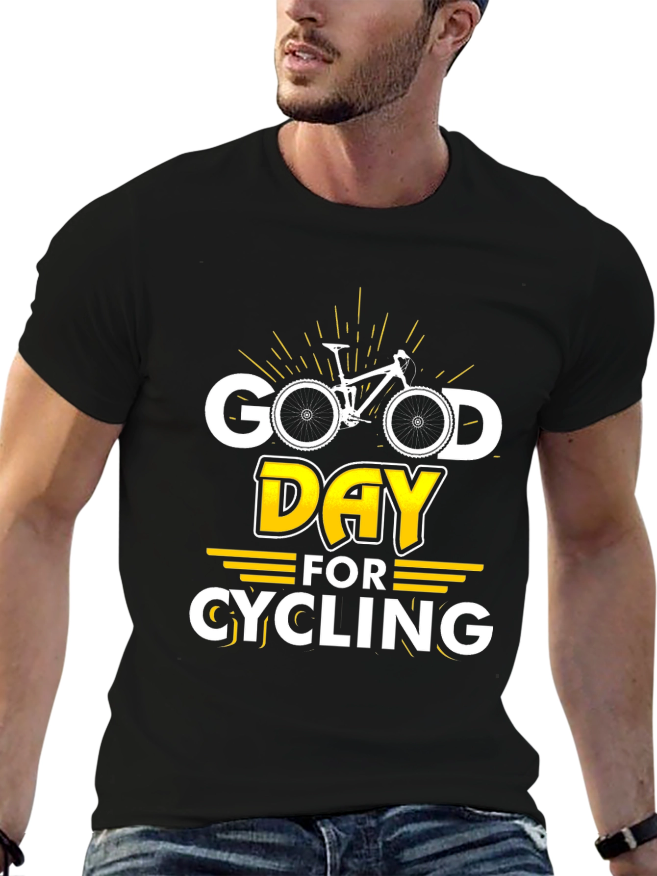 Black Good Day for Cycling Graphic T-Shirt view 6