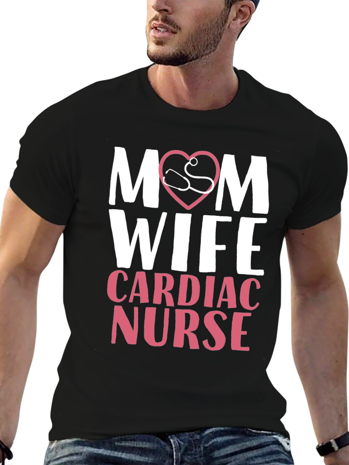 Black Mom Wife Cardiac Nurse T-Shirt view 6