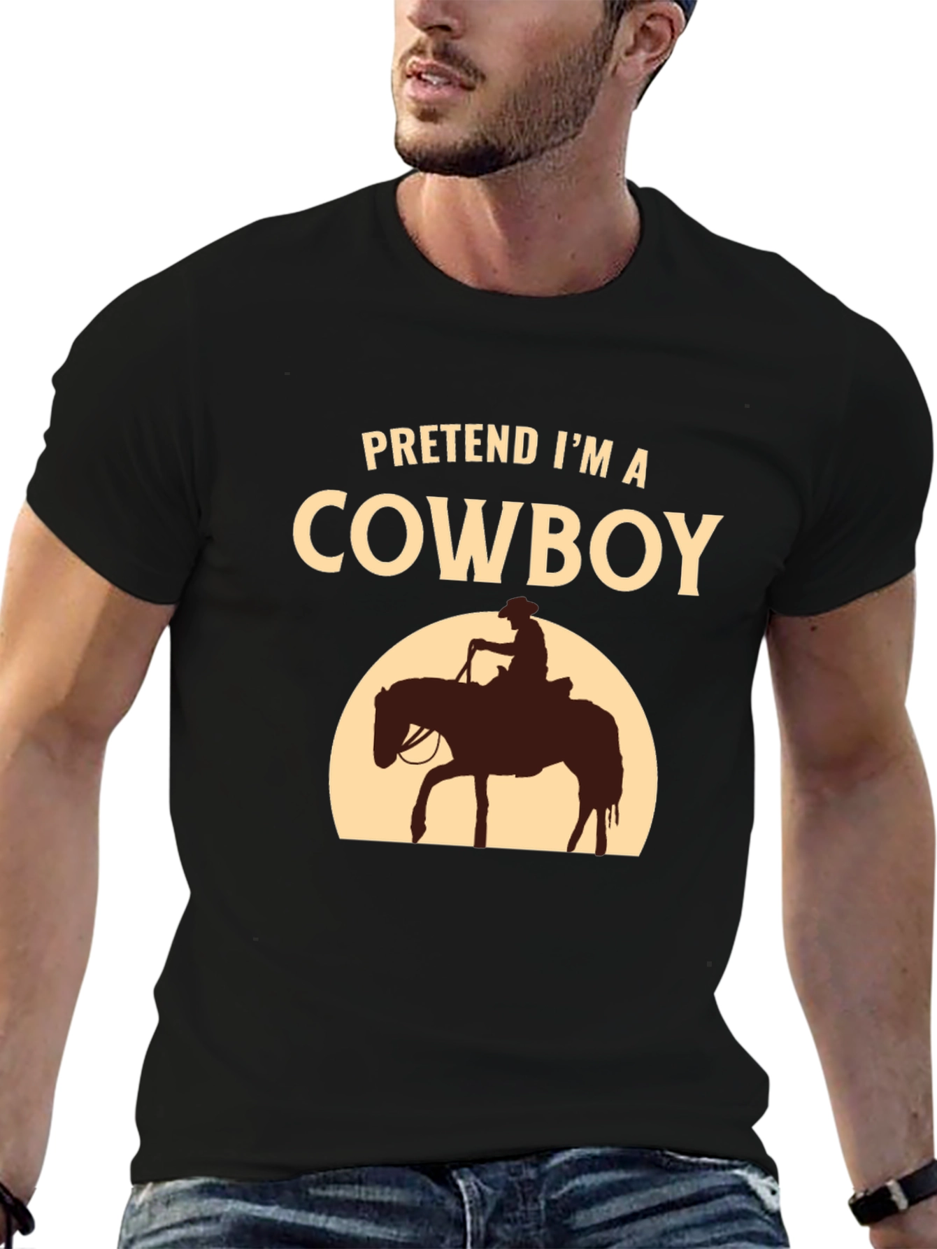 Black Pretend I'm a Cowboy T-Shirt - Funny Western Tee view 6