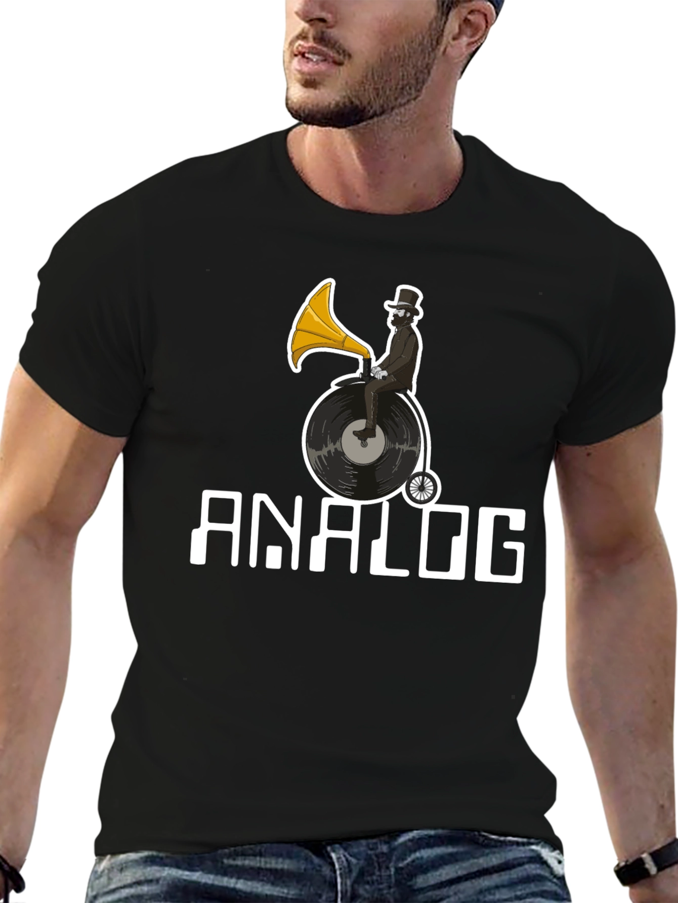 Black Analog Vinyl Record T-Shirt view 6