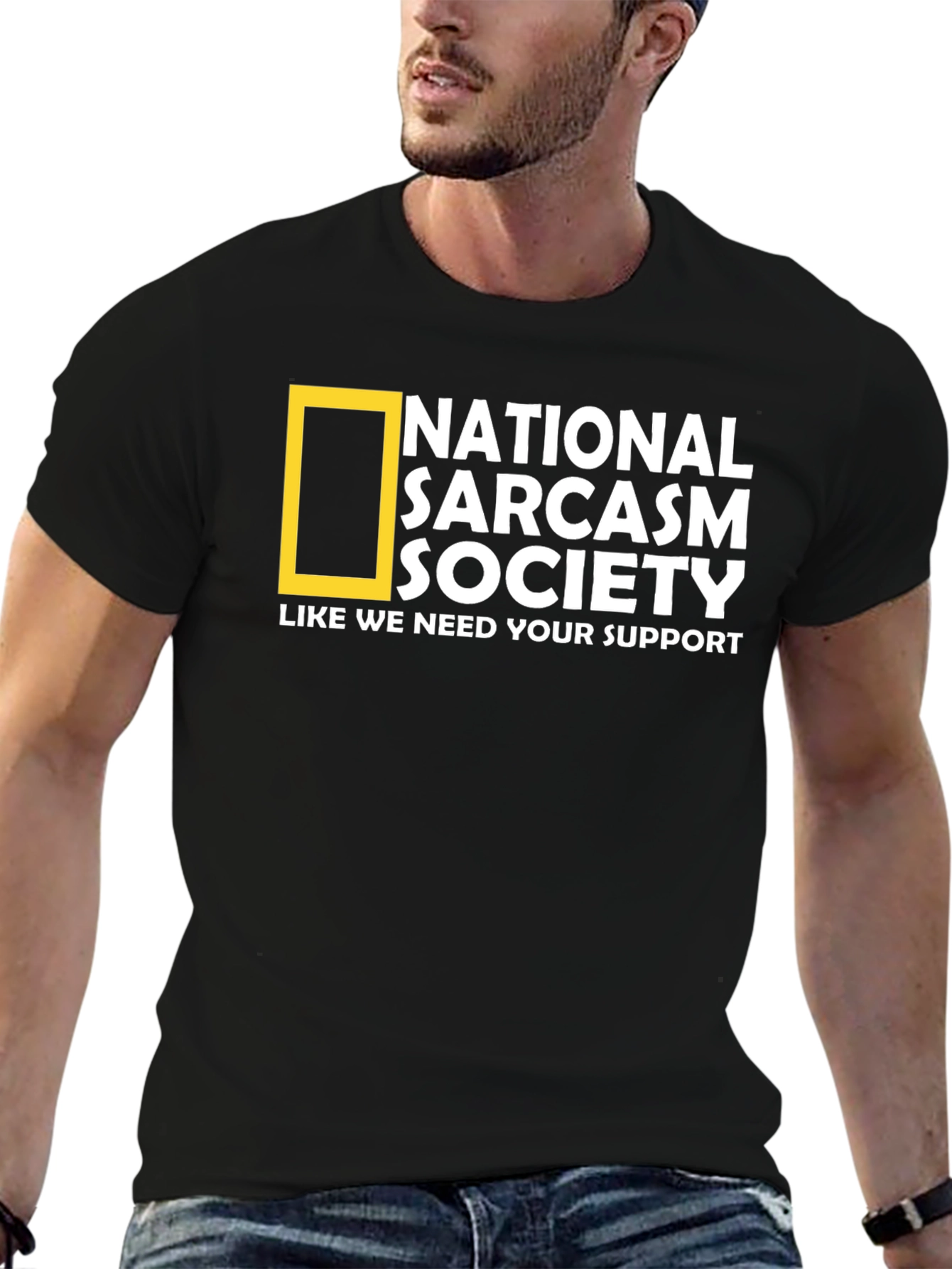 Black Sarcasm Society Tee - Funny Graphic T-Shirt view 6