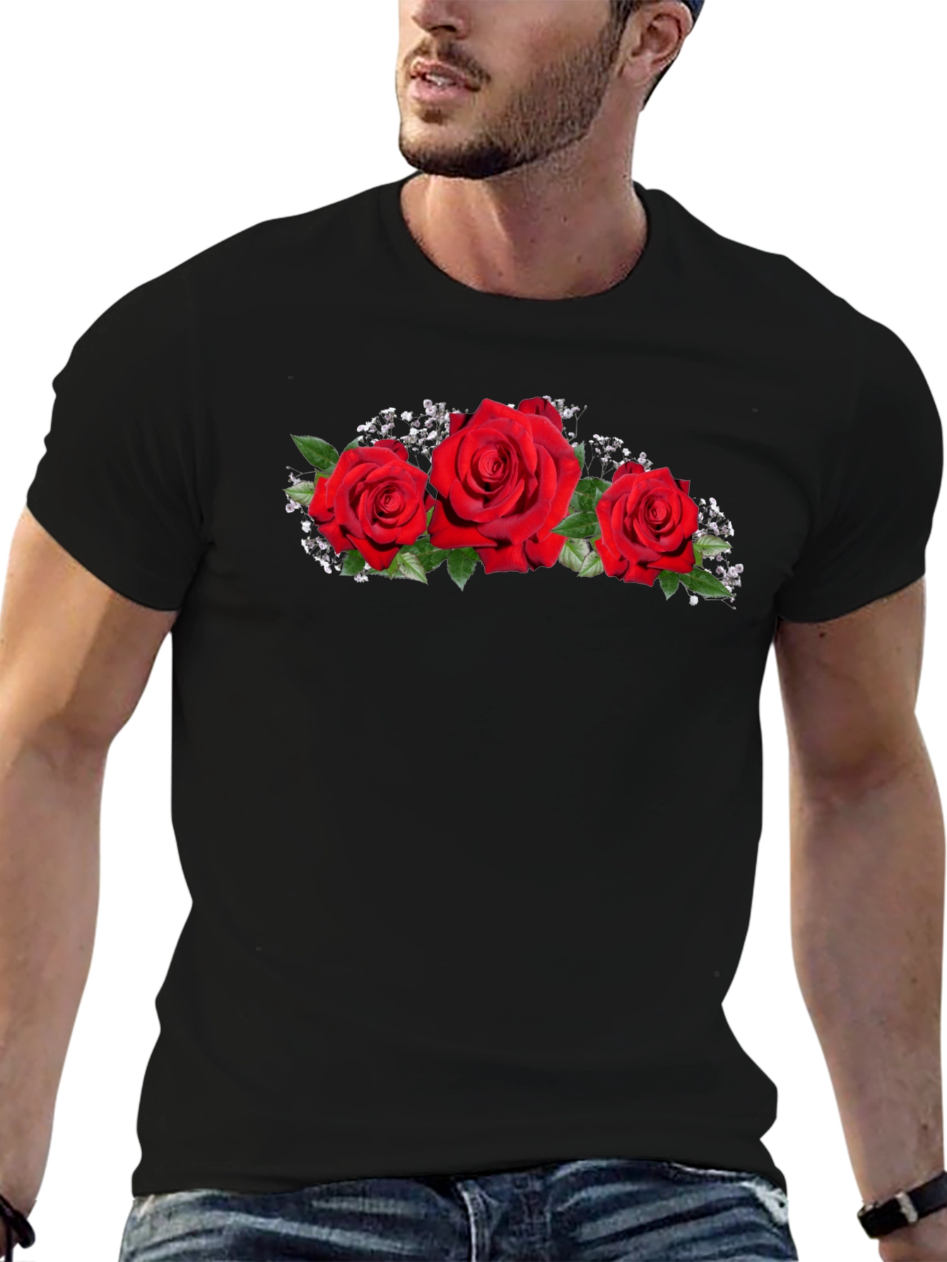 Rose Graphic Black T-Shirt - 6
