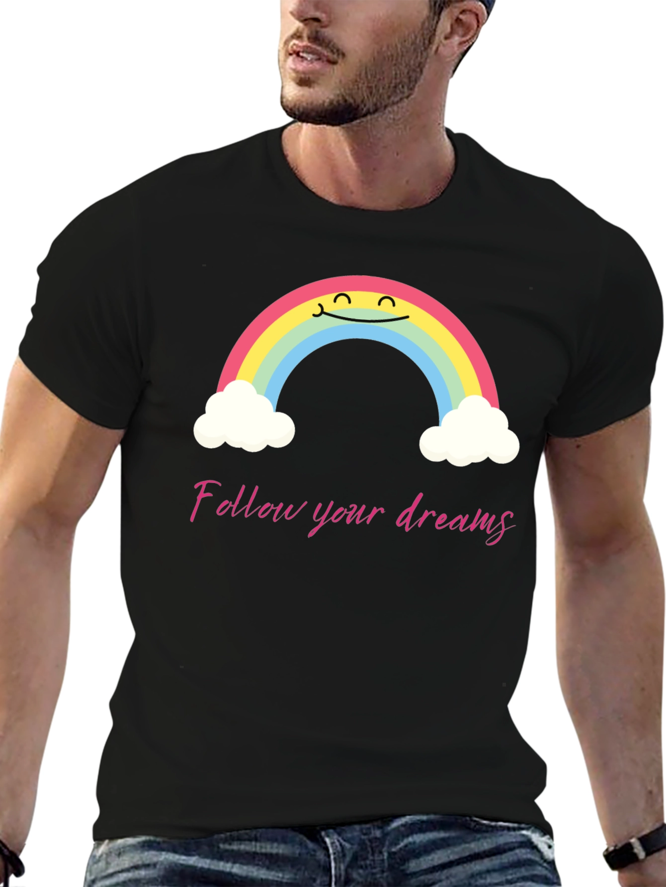Black Rainbow Dreams Graphic Tee - Follow Your Dreams view 6