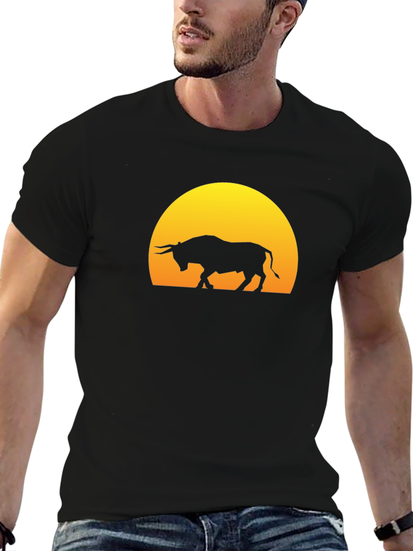Black Bull Silhouette Graphic Tee - Black view 6