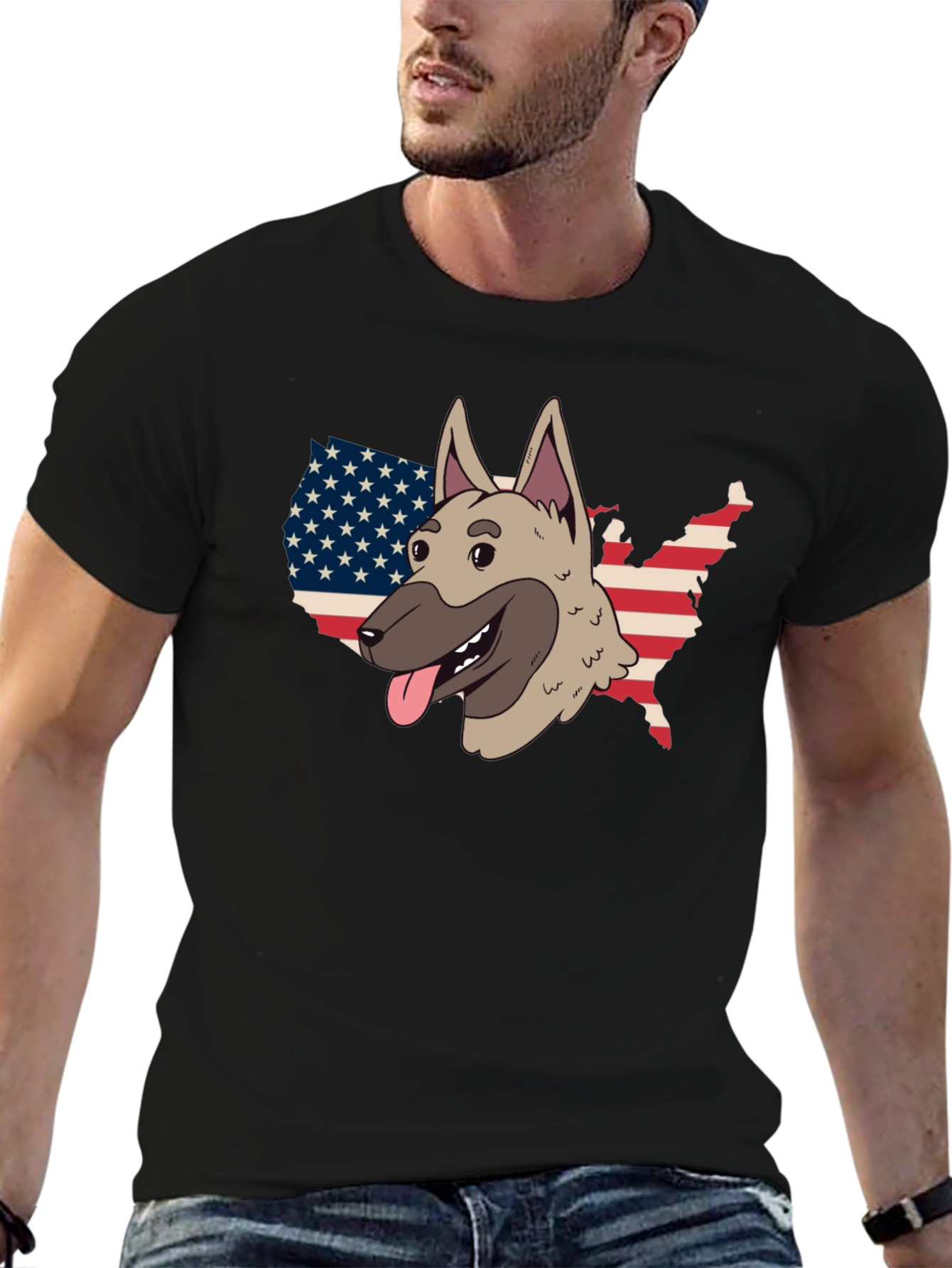 Black Dog USA Flag Patriotic Graphic Tee view 6
