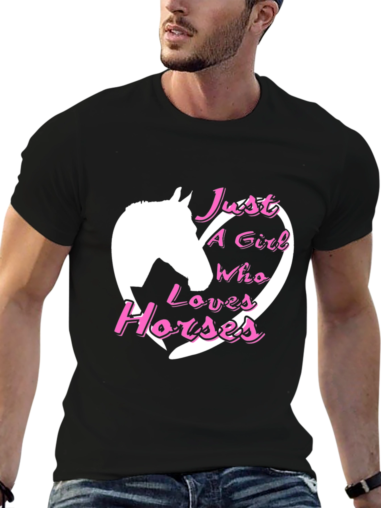Black Just A Girl Who Loves Horses Black T-Shirt view 6