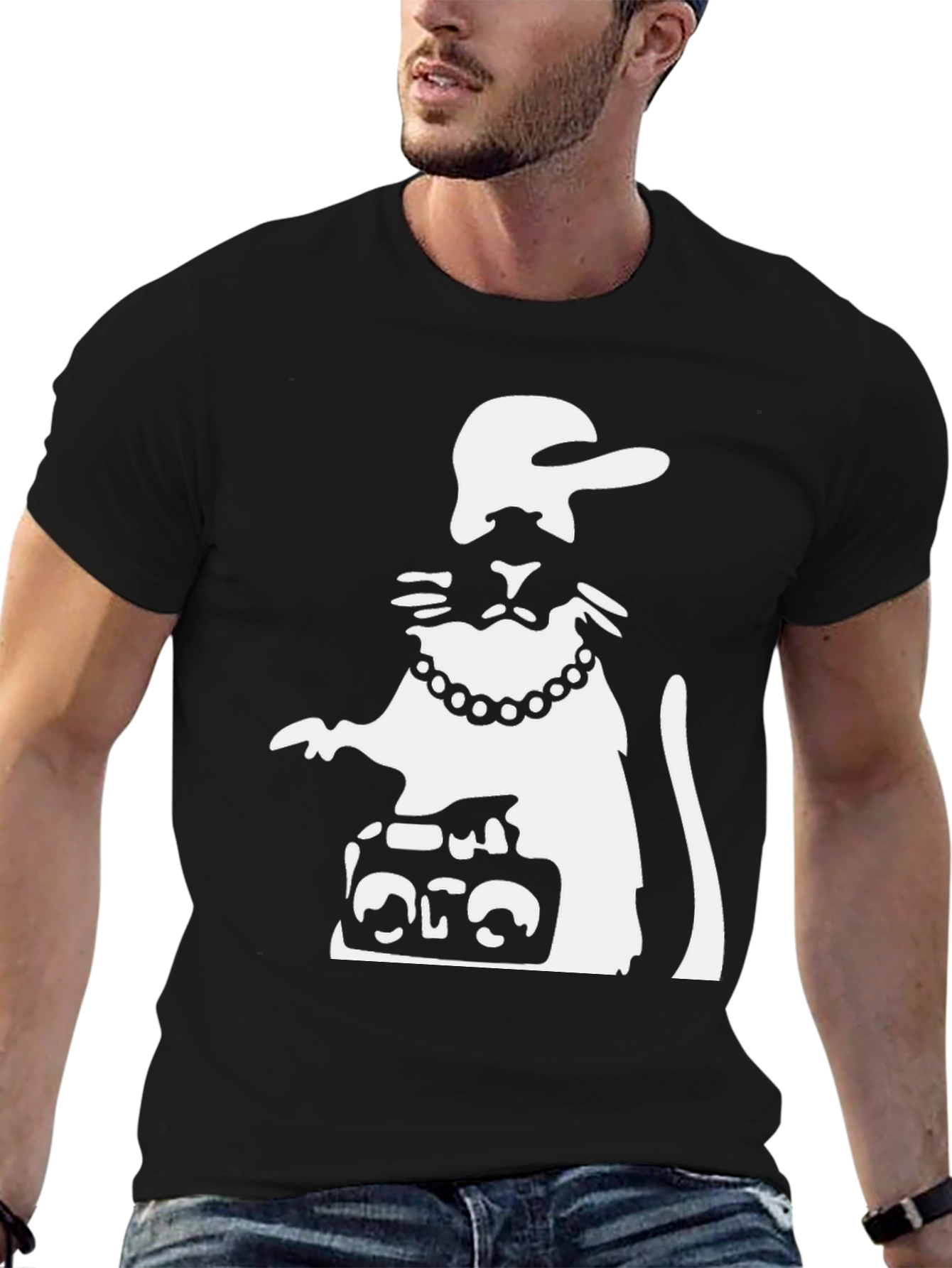 Black Rat Boombox Graphic Tee - Streetwear Cool view 6