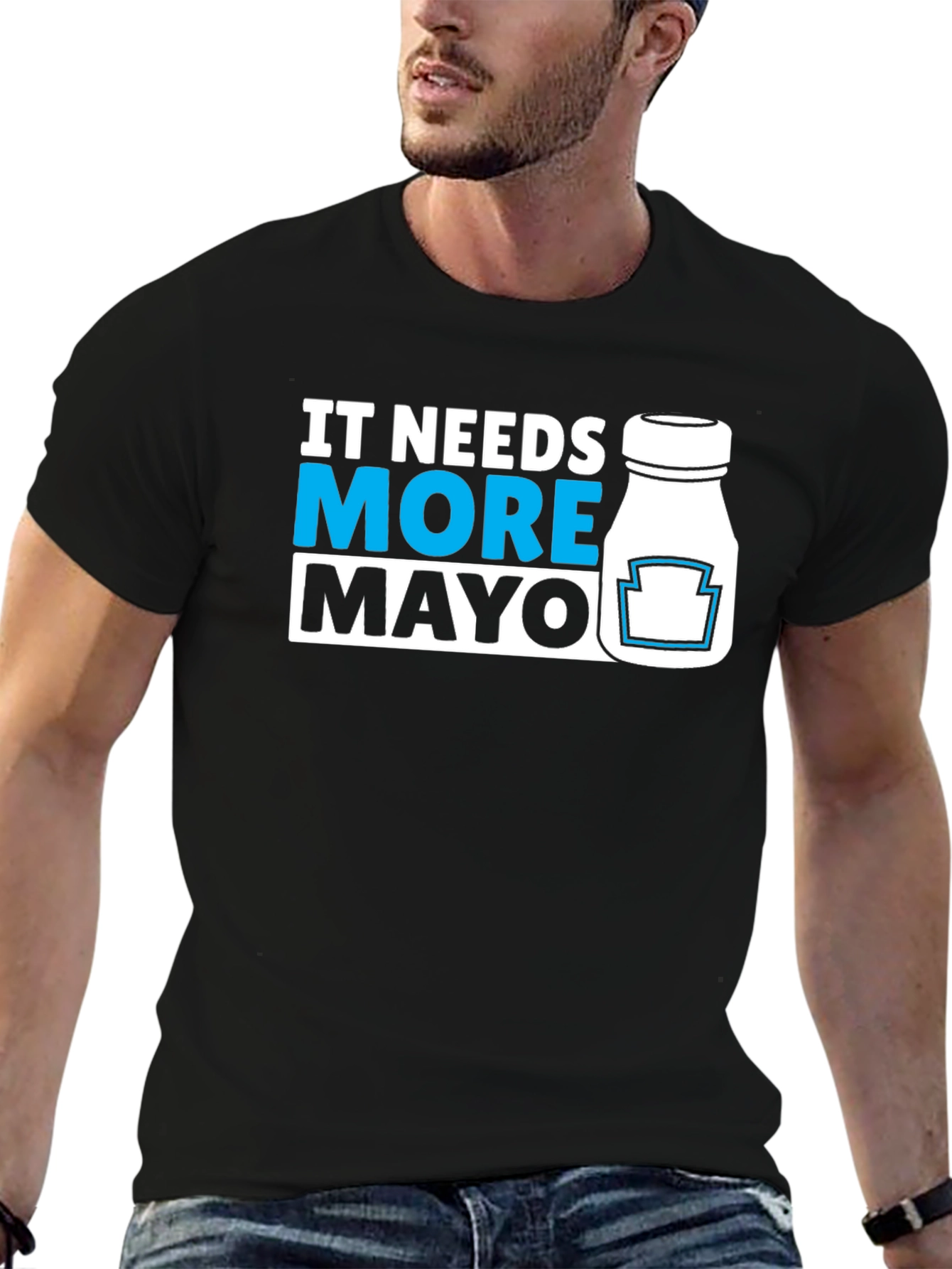 Black It Needs More Mayo T-Shirt - Funny Foodie Tee view 6