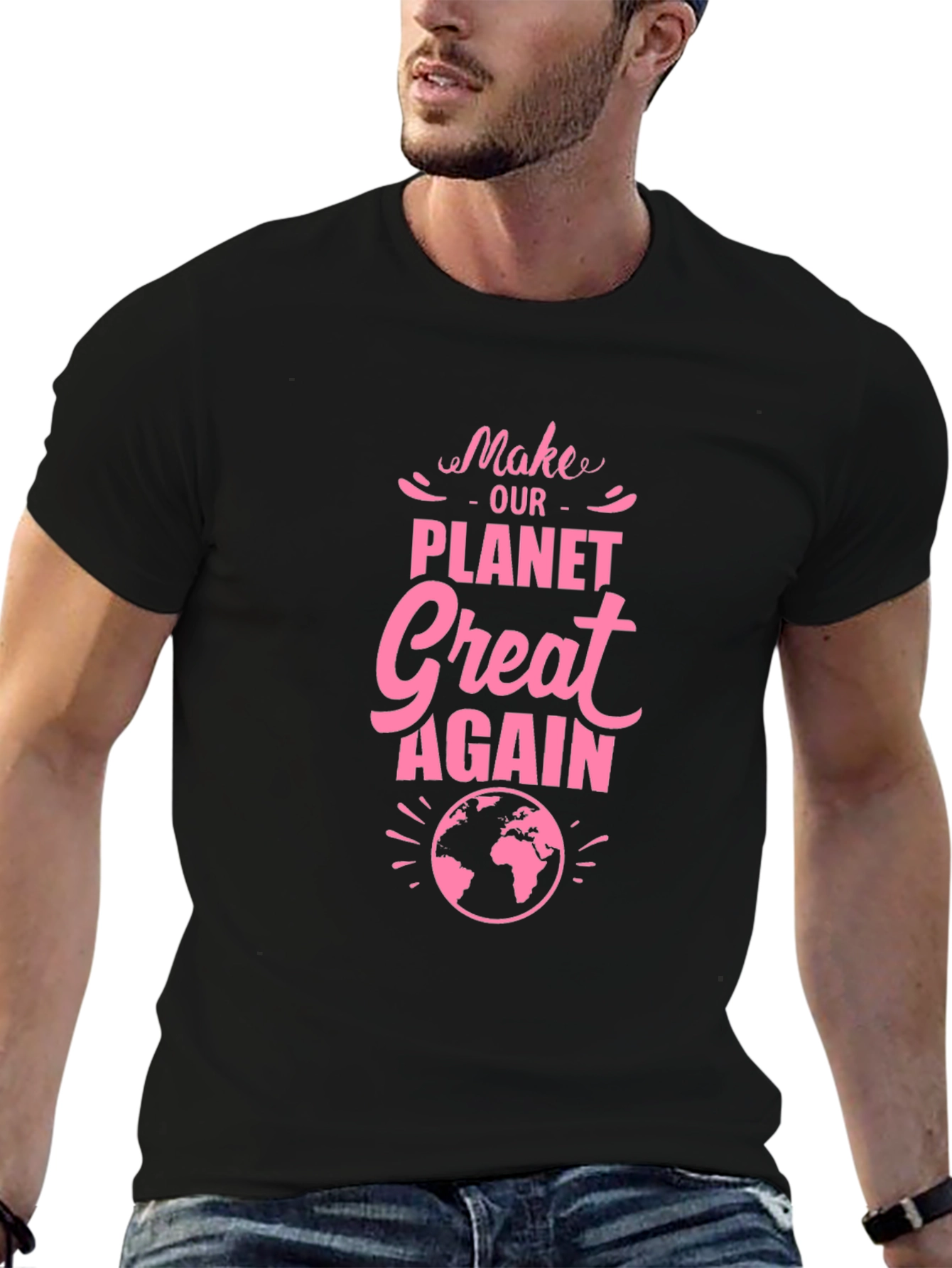 Black Make Our Planet Great Again Graphic Tee view 6