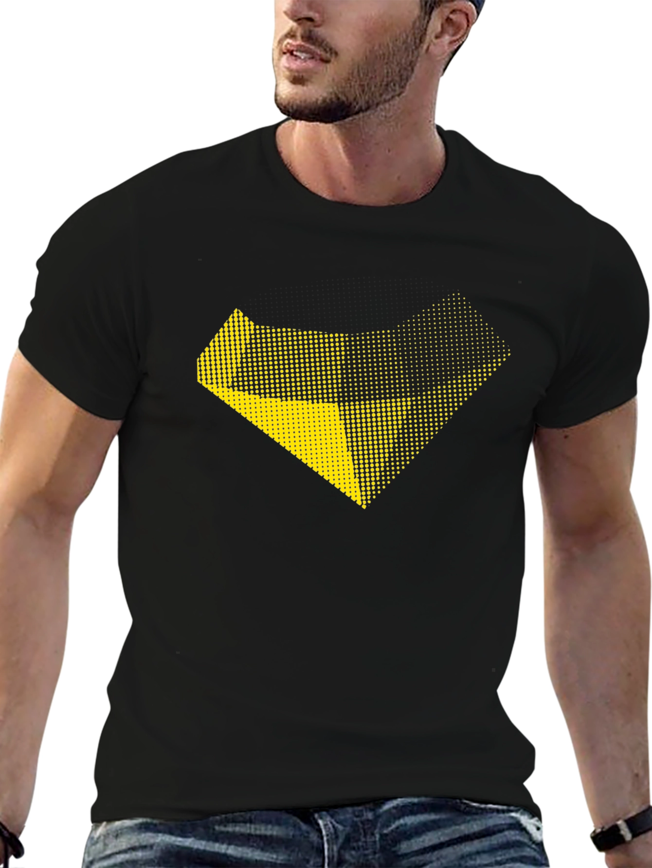 Black Modern Graphic Print Black T-Shirt view 6