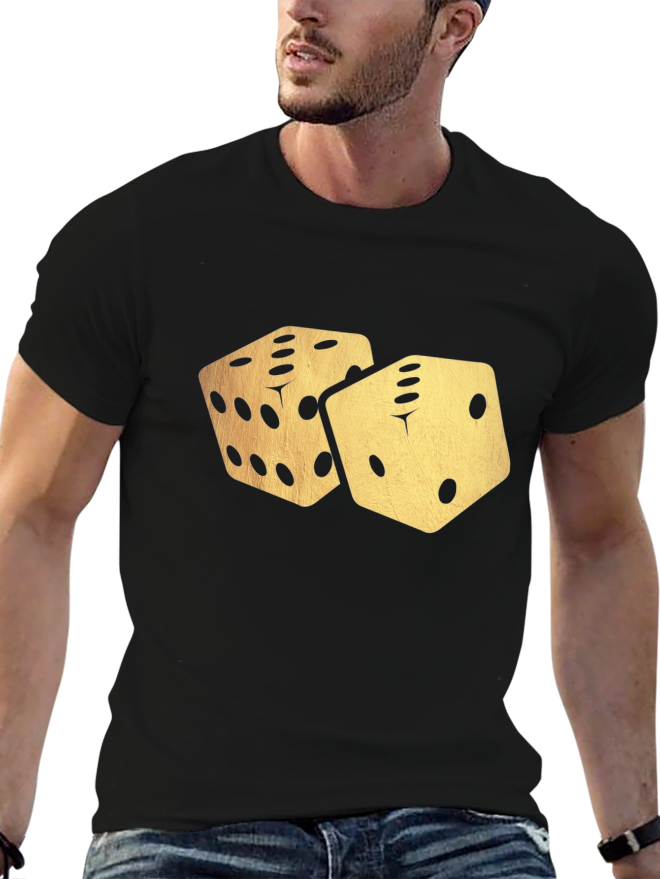 Black Dice Graphic T-Shirt - Lucky Roll Design view 6