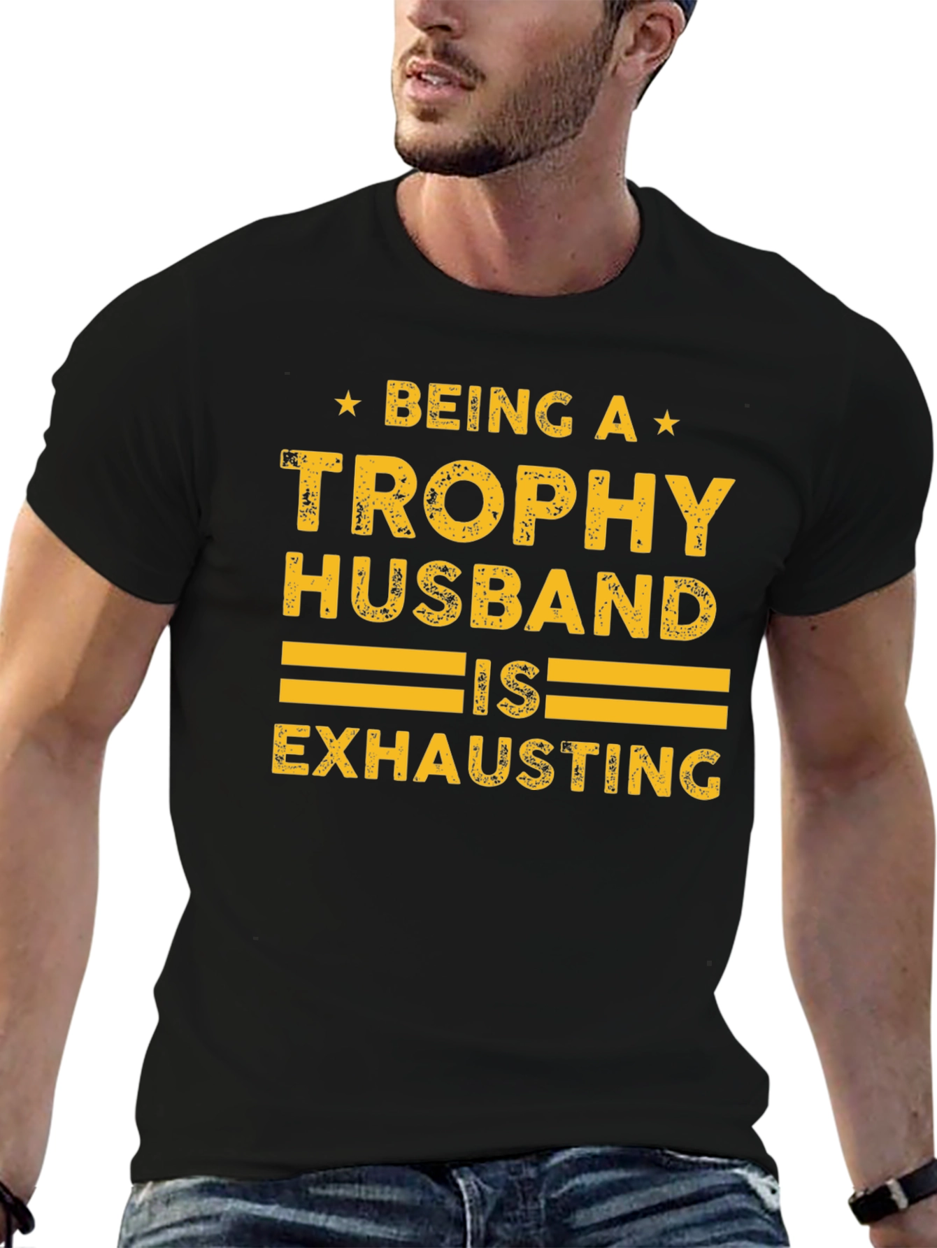 Black Trophy Husband Graphic Tee - Fun Novelty Shirt view 6